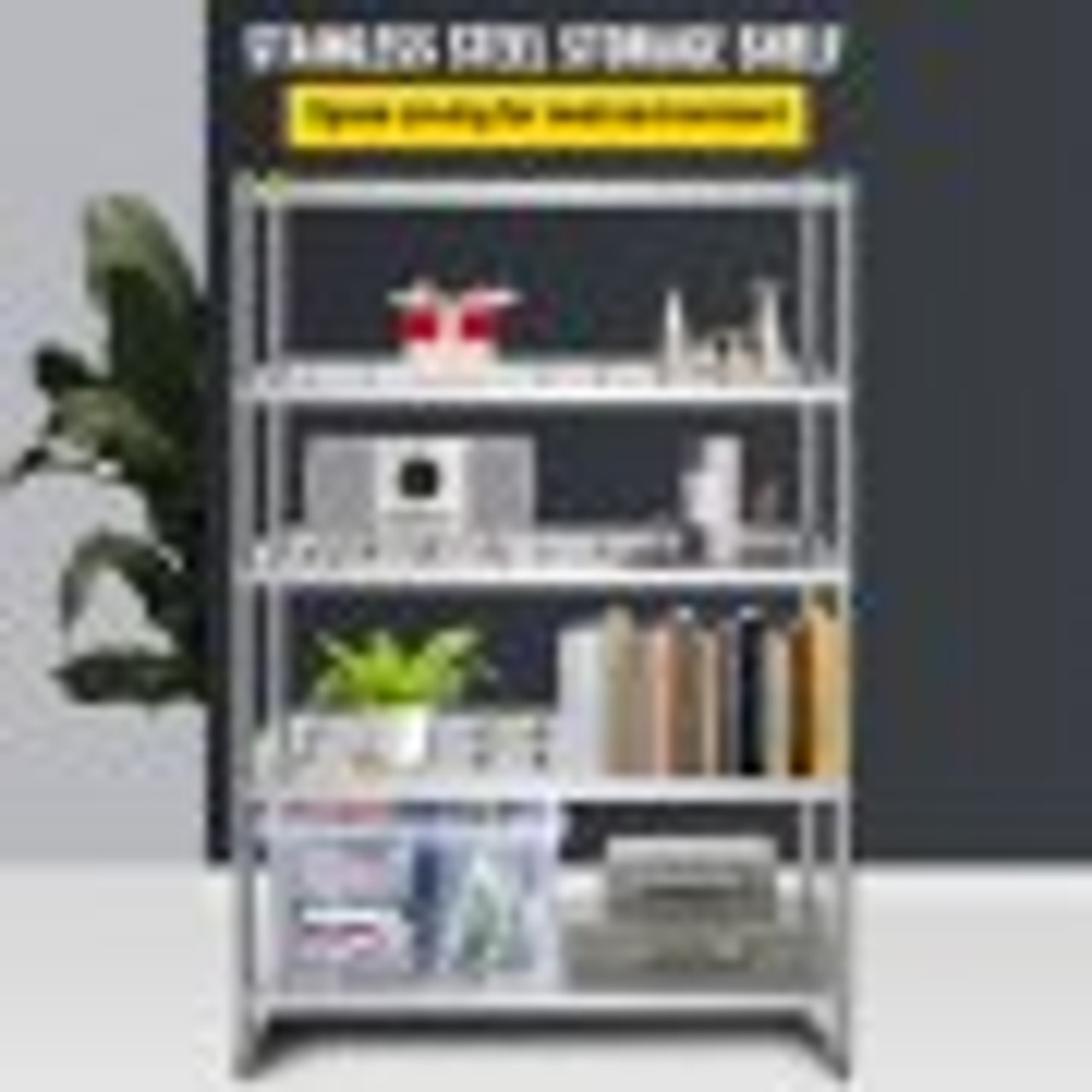 Storage Shelf, 5-Tier Storage Shelving Unit, Stainless Steel Garage Shelf, 47.2 x 17.7 x 70.9 inch Heavy Duty Storage Shelving, 661 Lbs Total Capacity with Adjustable Height and Vent Holes