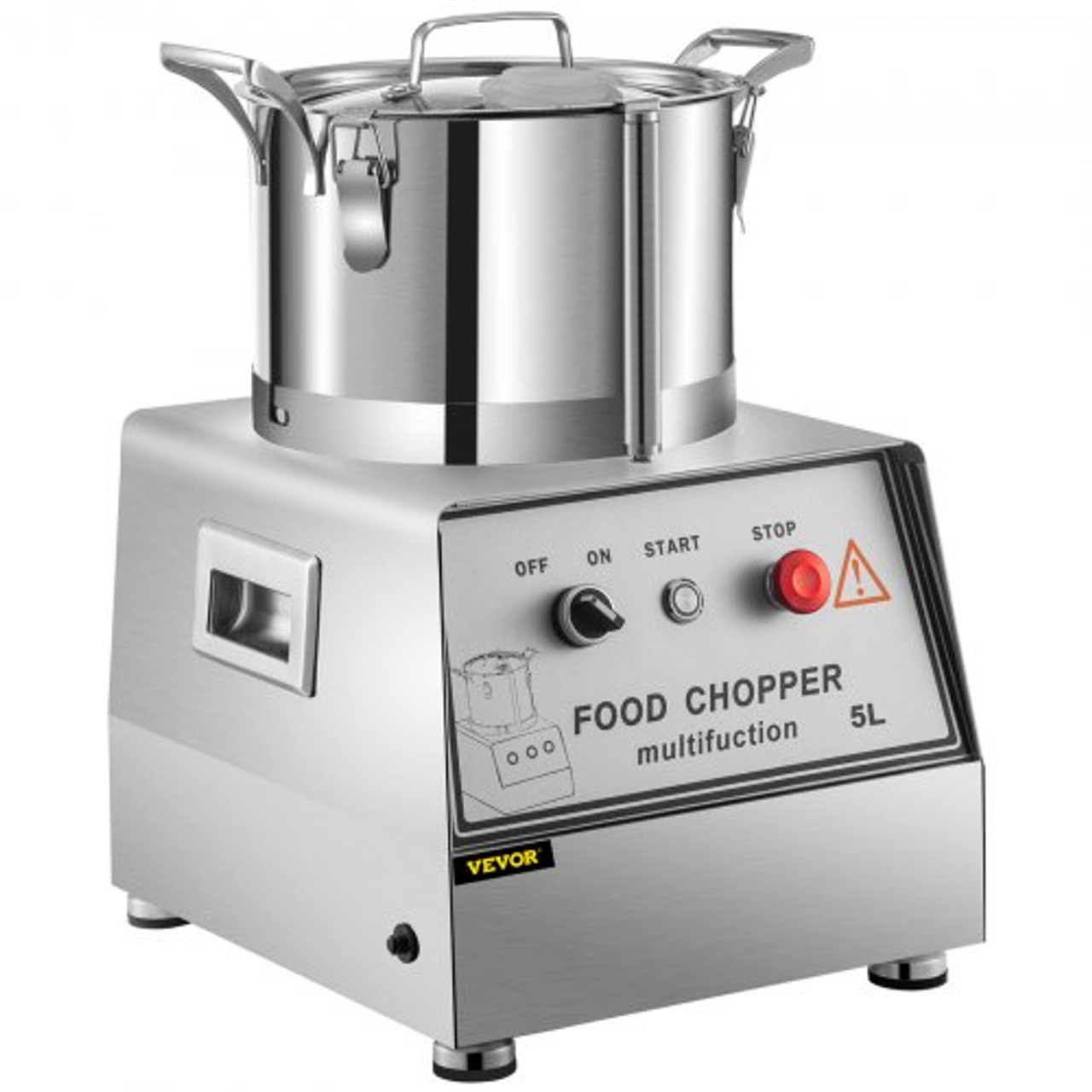 110V Commercial Food Processor 5L Capacity 550W Electric Food Cutter 1400RPM Stainless Steel Food Processor Perfect for Vegetables Fruits Grains Peanut Ginger Garlic