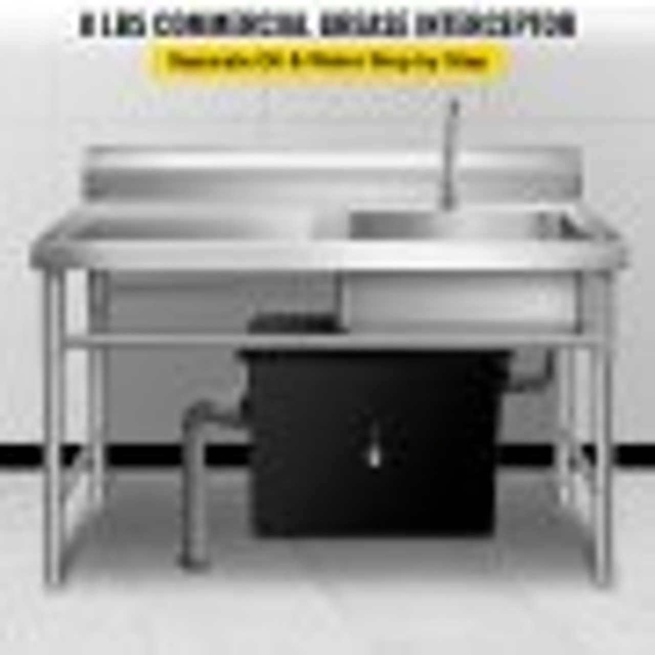 Commercial Grease Interceptor 8 LB, Carbon Steel Grease Trap 4 GPM, Grease Interceptor Trap with Side Water Inlet, Under Sink Grease Trap for Restaurant Canteen Factory Home Kitchen