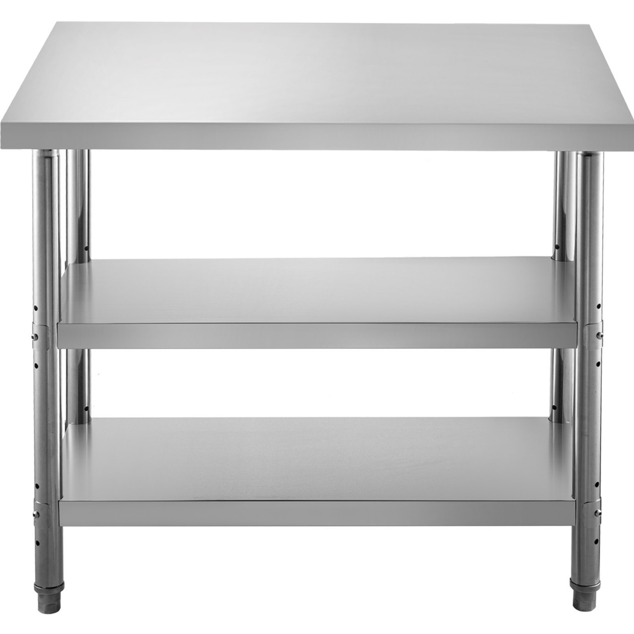 Stainless Steel Prep Table, 60x14x33 in Commercial Stainless Steel Table, 2 Adjustable Undershelf BBQ Prep Table, Heavy Duty Kitchen Work Table, for