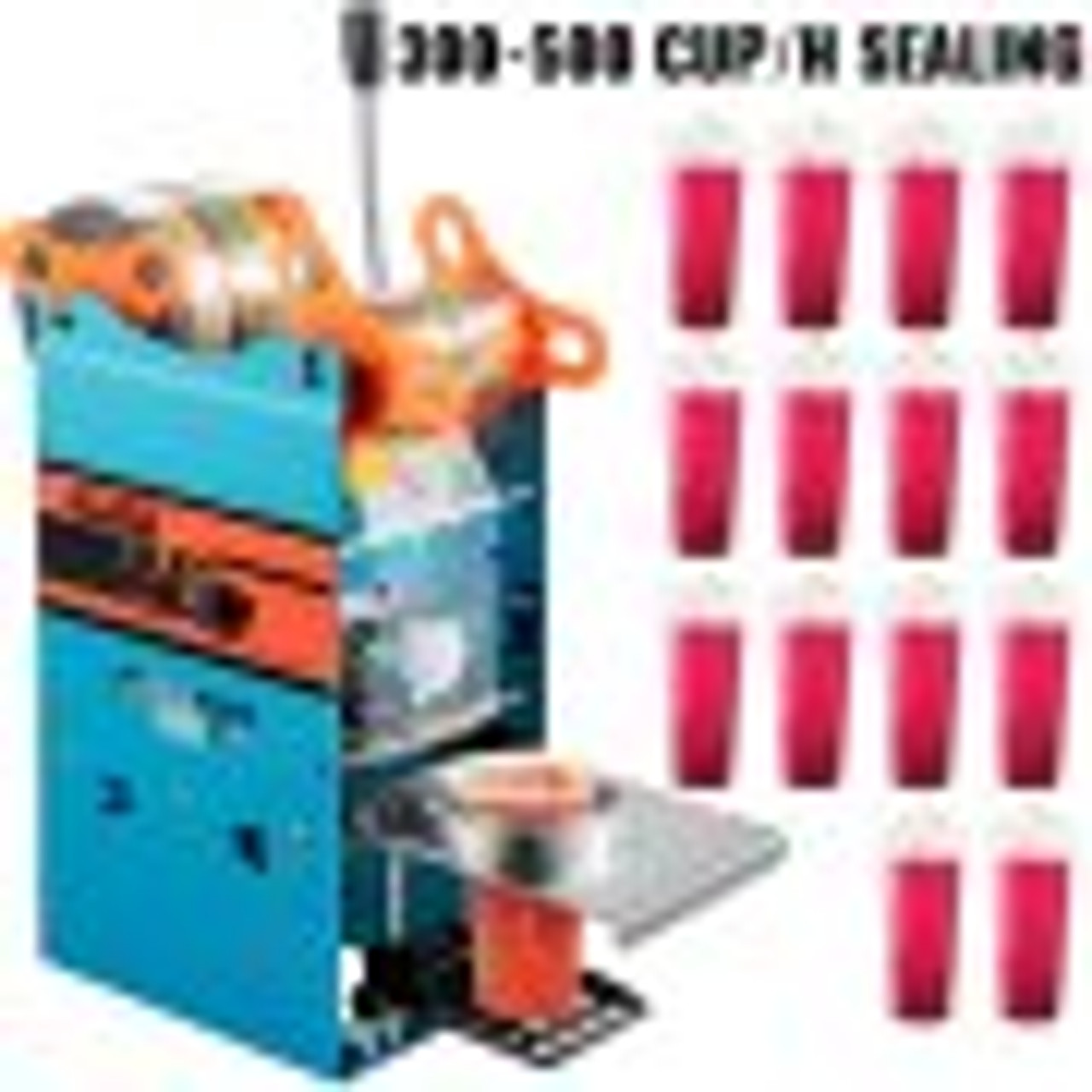 Manual Tea Cup Sealer Machine, 300-500 Cup/h Manual Boba Tea Sealer Machine, Blue Boba Tea Sealing Machine, 90/95mm Cup Diameter Cup Sealing Machine with Heating Technology for Bubble Milk Tea