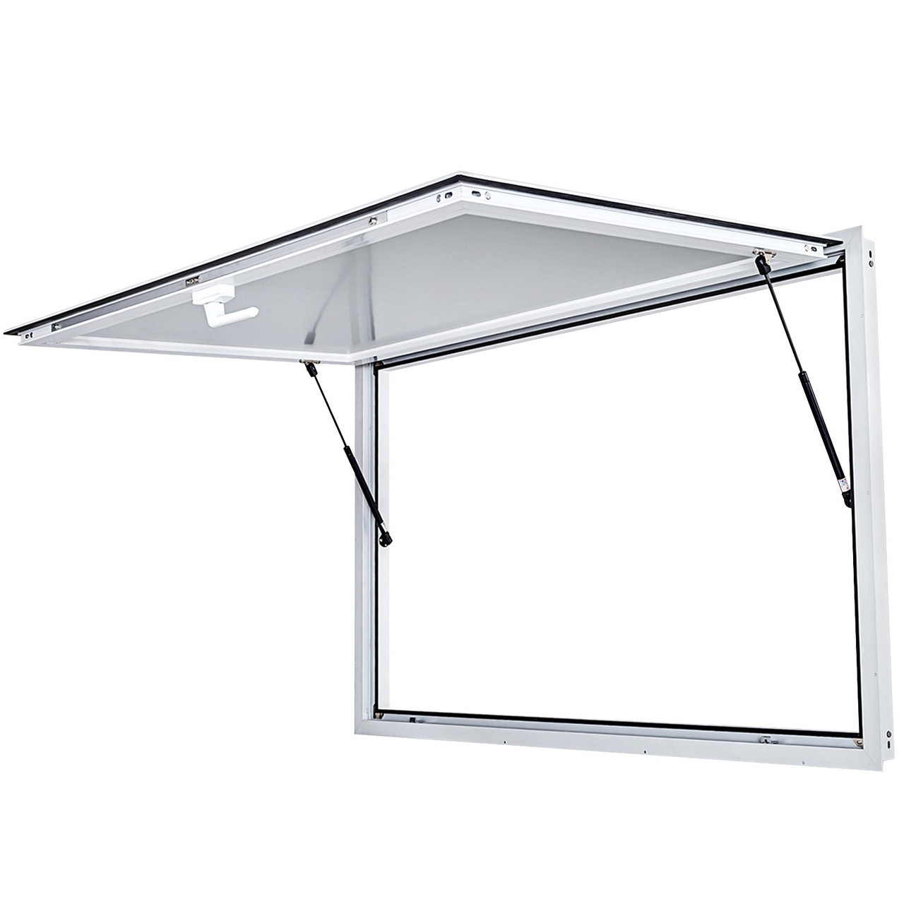 Concession Window 53 x 33 Inch, Concession Stand Serving Window Door with Double-Point Fork Lock, Concession Awning Door Up to 85 degrees for Food Trucks, Glass Not Included