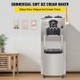 2200W Commercial Soft Ice Cream Machine 3 Flavors 5.3 to 7.4Gallon per Hour PreCooling at Night Auto Clean LCD Panel for Restaurants Snack Bar, Sliver