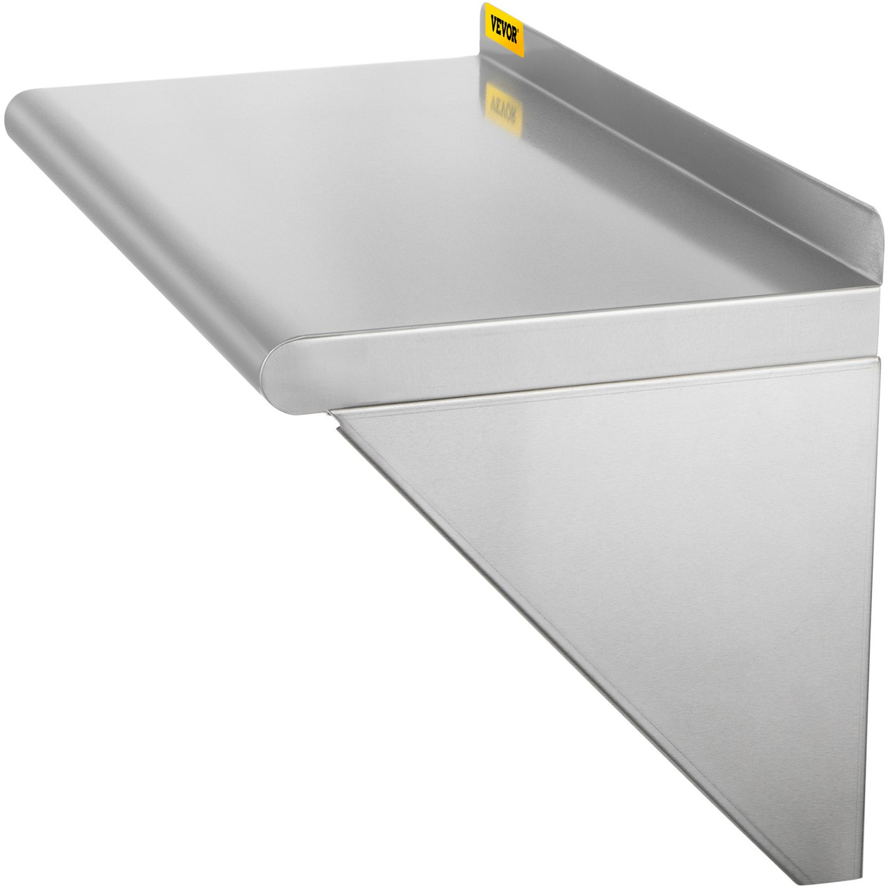 Stainless Steel Wall Shelf, 12'' x 24'', 110 lbs Load Heavy Duty Commercial Wall Mount Shelving w/ Backsplash and 2 Brackets for Restaurant, Home,