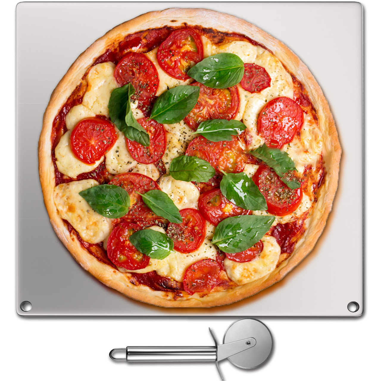 Baking Steel Pizza, Square Steel Pizza Stone, 14" x 14" Steel Pizza Plate, 0.4"Thick Steel Pizza Pan, High-Performance Pizza Steel for Oven, Baking Surface for Oven Cooking and Baking