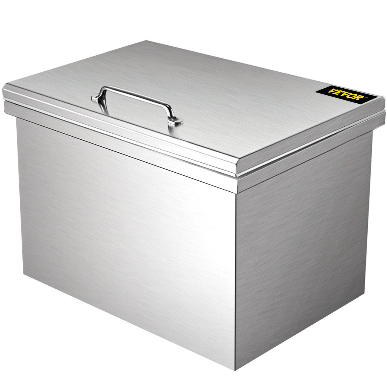 Drop in Ice Chest 20''L x 16''W x 13''H Drop in Cooler Stainless Steel with Hinged Cover Bar Ice Bin 40.9 qt Drain-pipe and Drain Plug Included for