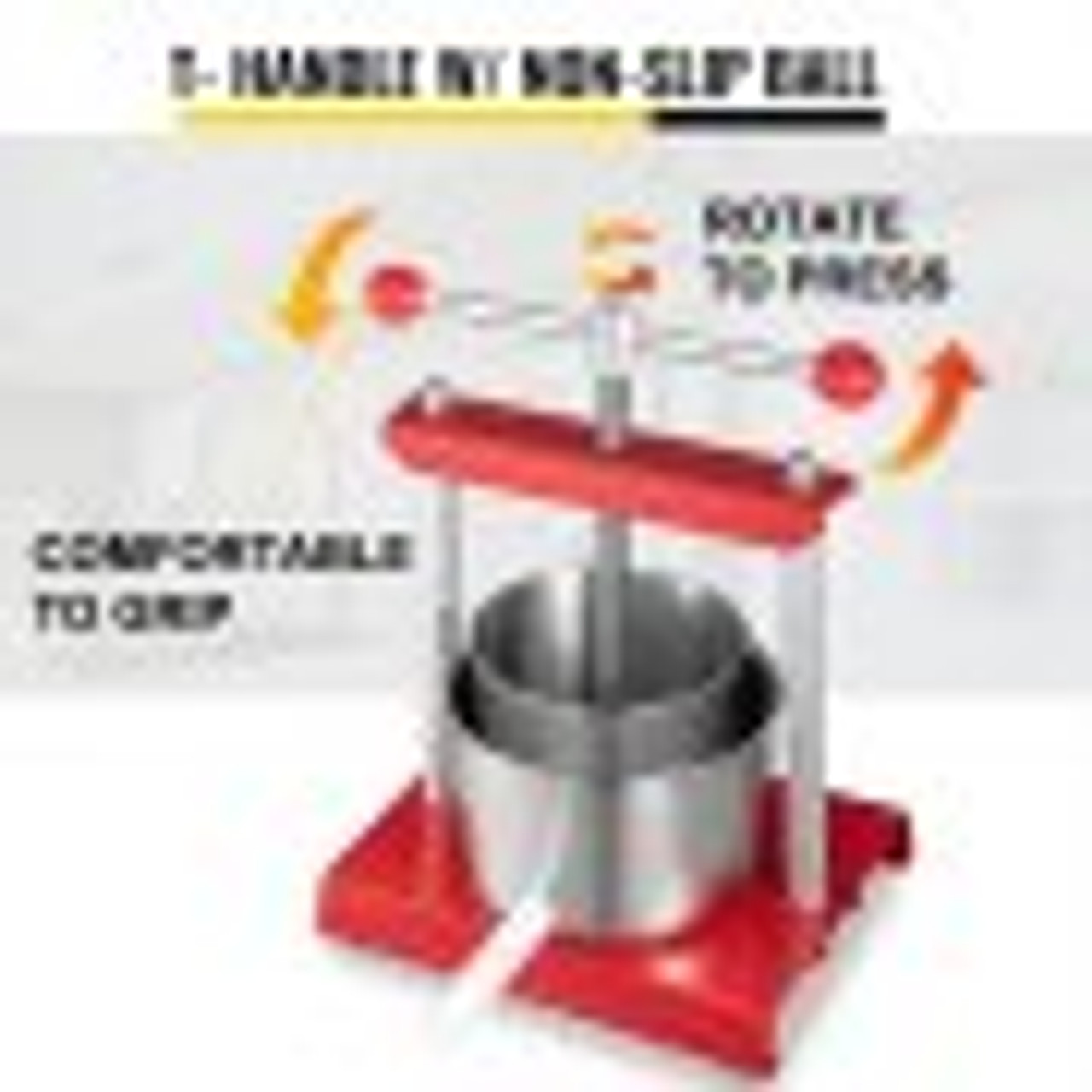 Fruit Wine Press, 0.53Gal/2L Grape Press for Wine Making, Wine Press Machine with 2 Stainless Steel Barrels, Wine Cheese Fruit Vegetable Tincture Press with T-Handle and 0.1"/3 mm Thick Plate