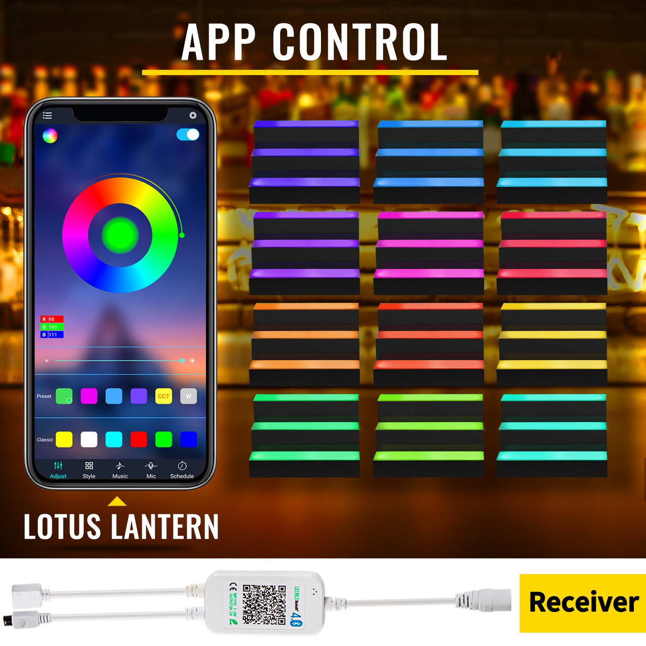 LED Lighted Liquor Bottle Display Shelf, 16-inch LED Bar Shelves for Liquor, 3-Step Lighted Liquor Bottle Shelf for Home/Commercial Bar, Acrylic Lighted Bottle Display with Remote & App Control