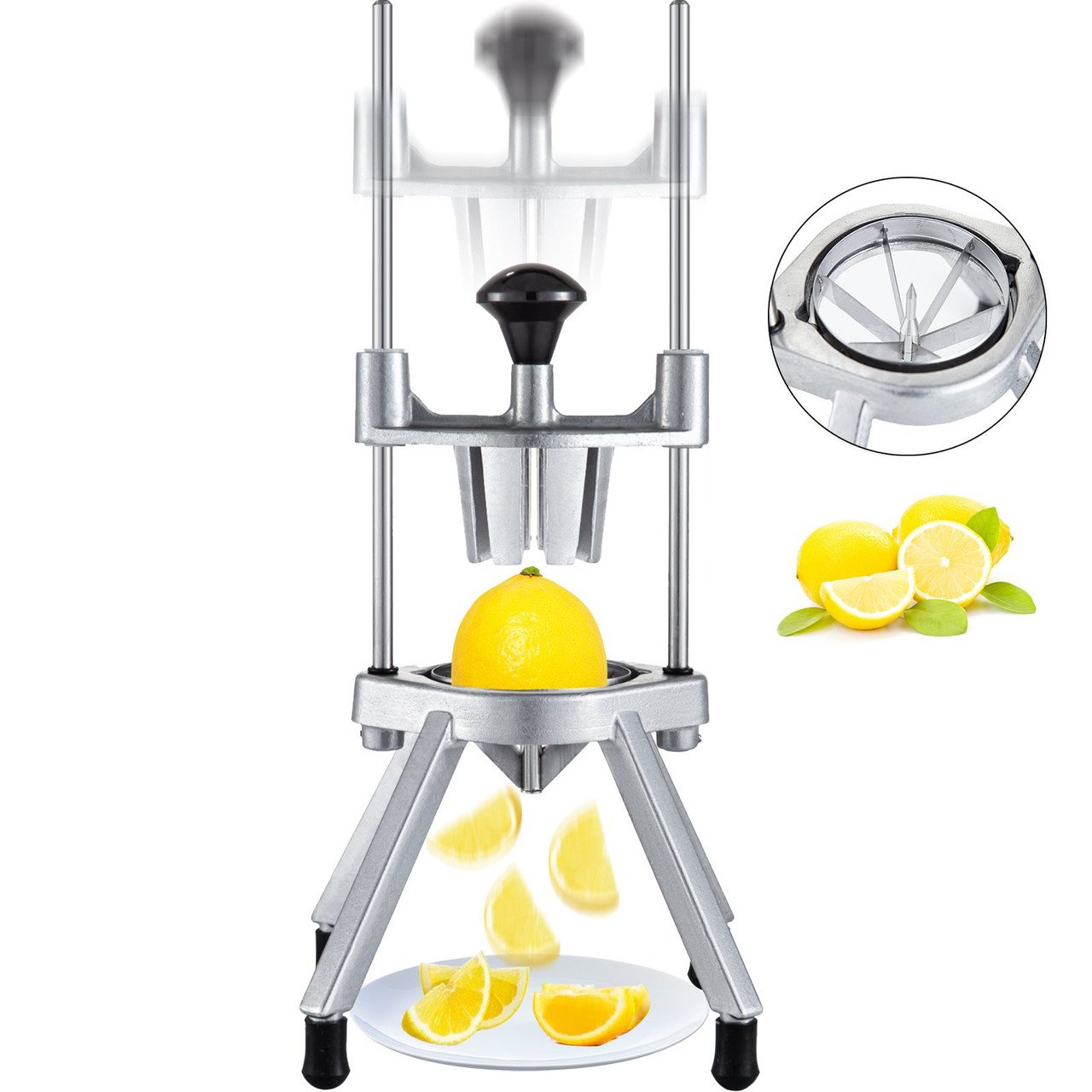 6-Section Commercial Easy Wedger Stainless Steel Blade Fruit Lime Slicer, Lemon Cutter for Home Bar Restaurant