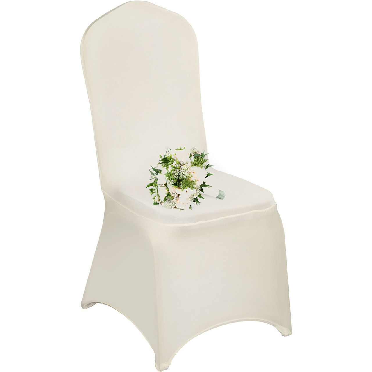 100 PCS Ivory Chair Covers Polyester Spandex Chair Cover Stretch Slipcovers for Wedding Party Dining Banquet Chair Flat-Front Covers