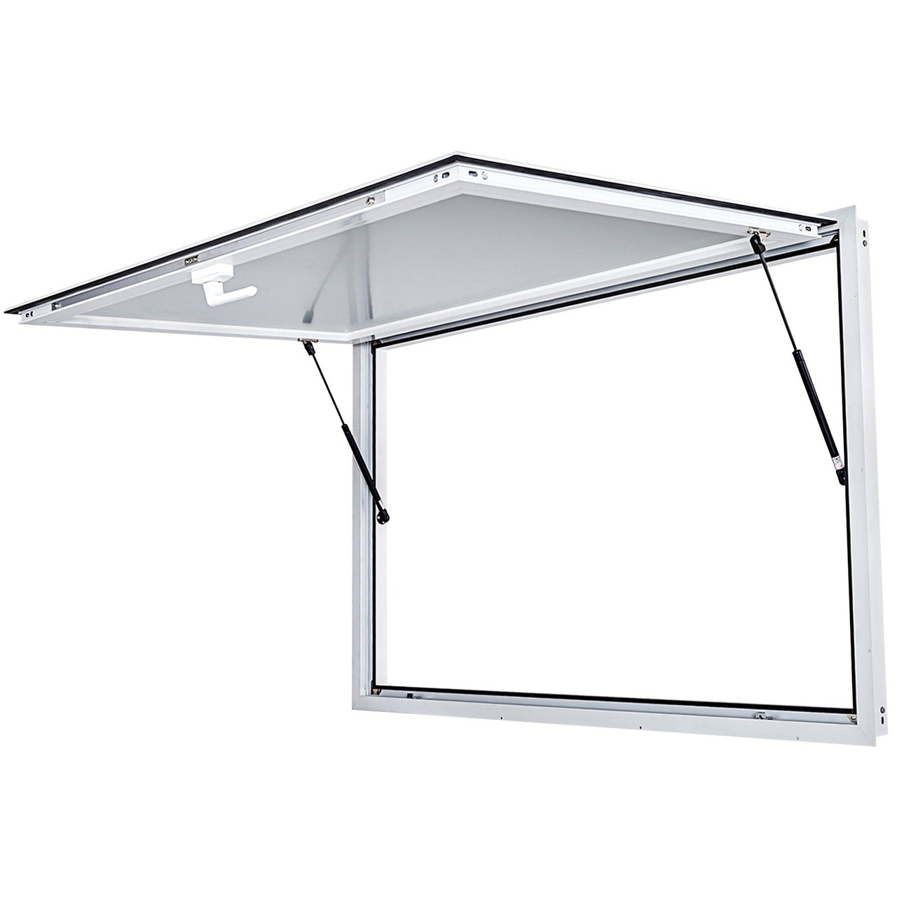 Concession Window 64 x 40 Inch, Concession Stand Serving Window Door with Double-Point Fork Lock, Concession Awning Door Up to 85 degrees for Food Trucks, Glass Not Included