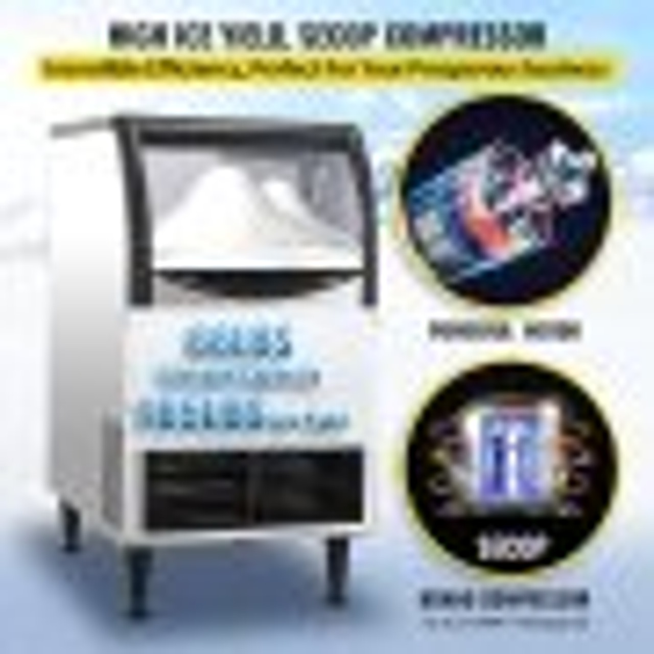 110V Commercial Flake Ice Machine 132LBS/24H, Snowflake Maker with 66LBS Ice Storage, Stainless Steel Construction, Quiet Operation, Auto Clean, Air Cooling, Professional Refrigeration Equipment