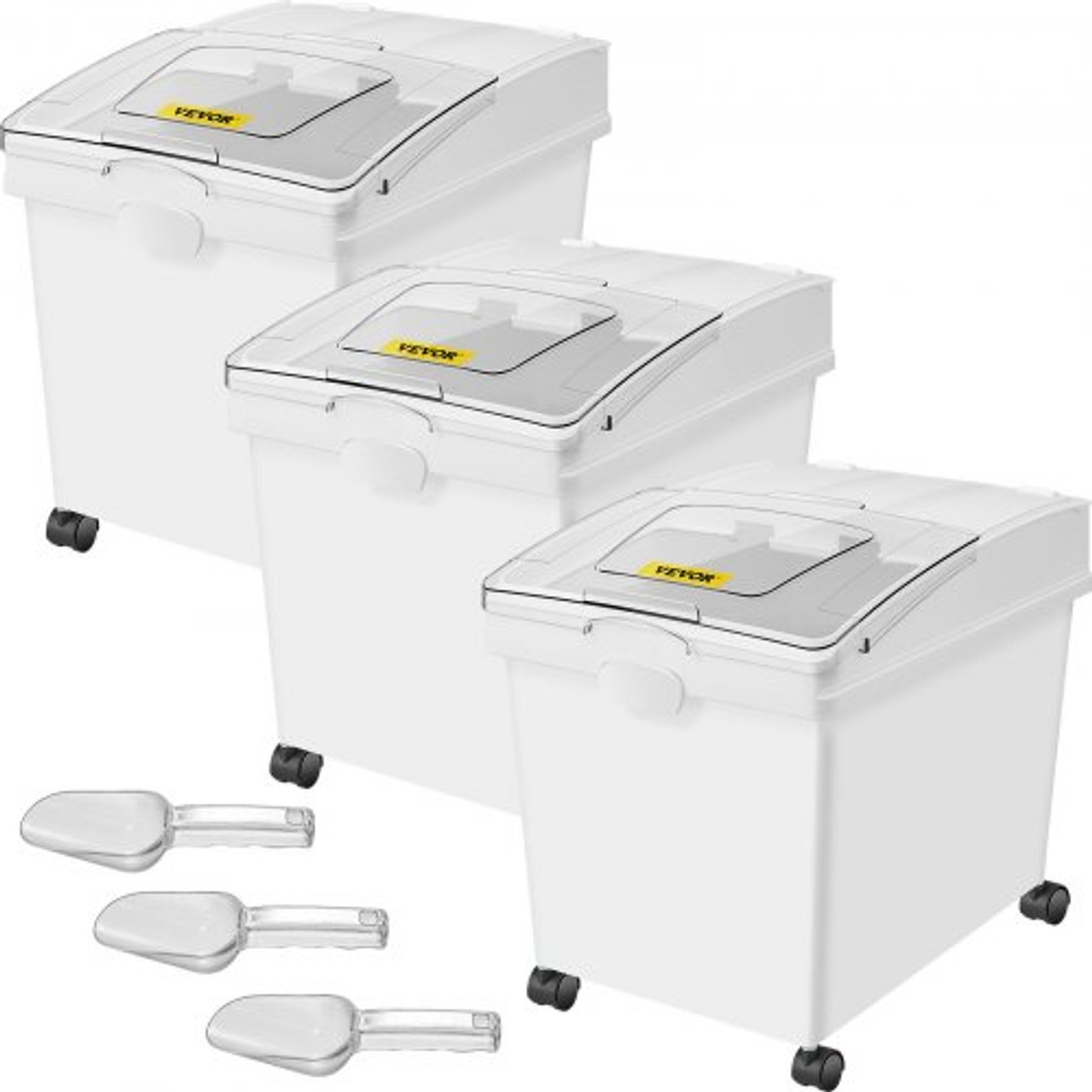 Ingredient Bin, 6.6 Gallons Capacity Ingredient Storage Bin, PP Material Flour  Bins On Wheels, White Shelf