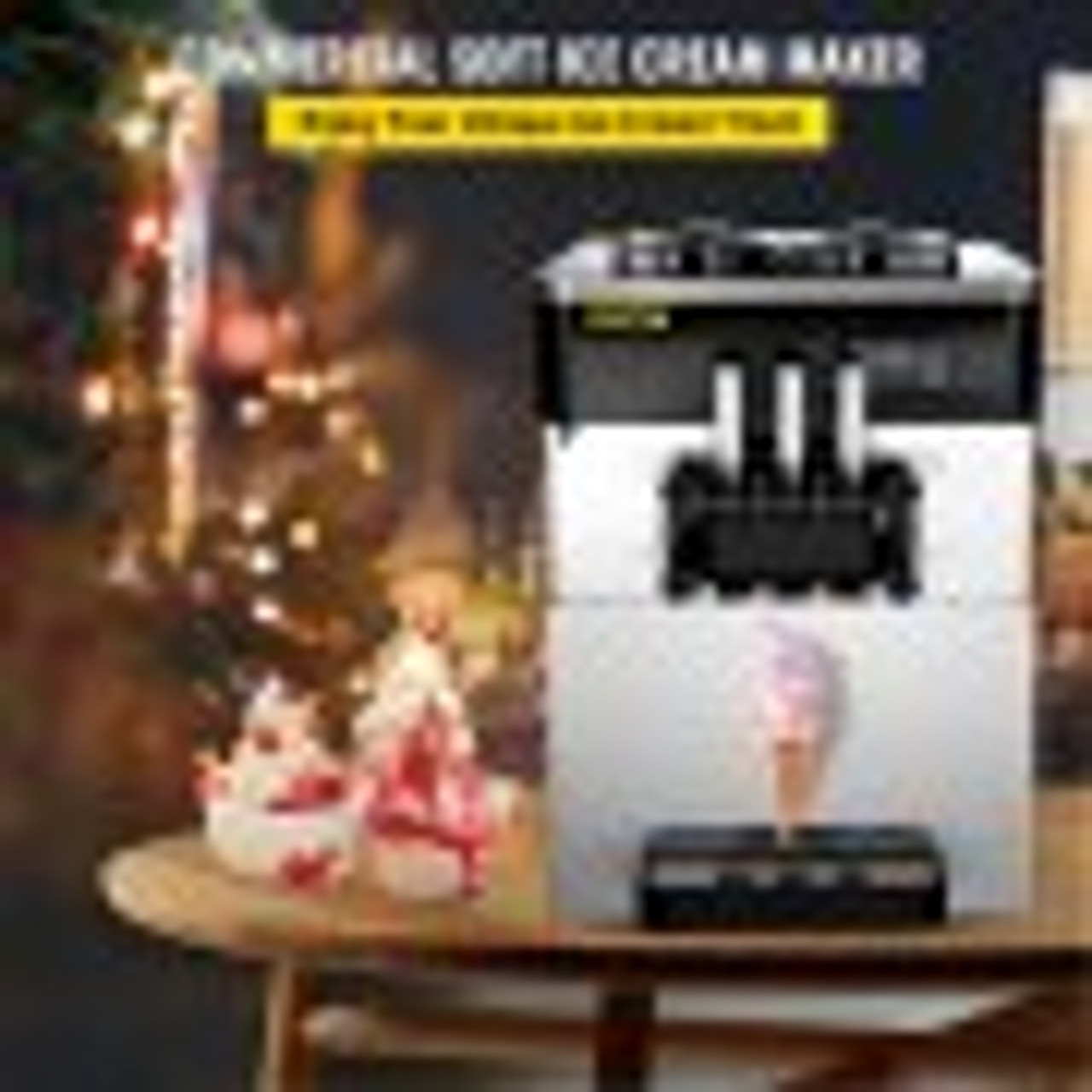 2200W Commercial Ice Cream Machine 20 To 28L or 5.3 To 7.4Galper Hour Soft Serve Ice Cream Maker with LED Display Auto Shut Off Timer 3 Flavors Perfect for Restaurants Snack bar Supermarkets