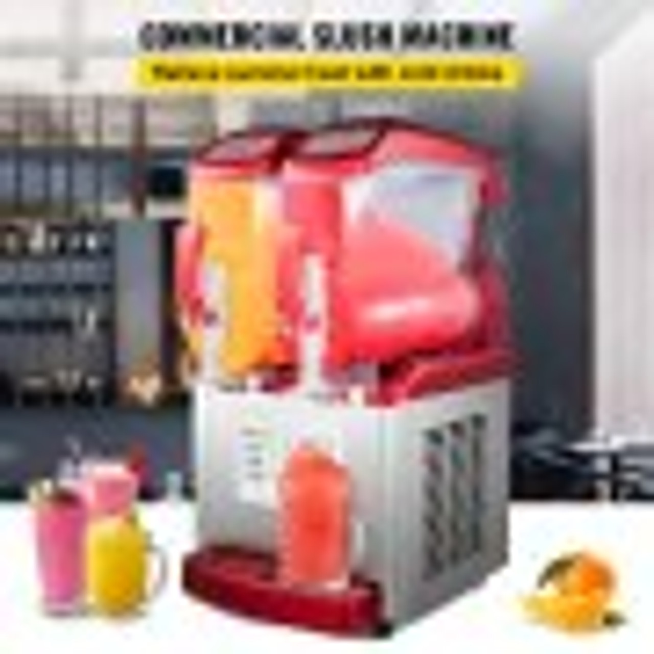 Commercial Slushy Machine, 6Lx2/1.6 Galx2 Food-Grade PC Tank, 1300W 110V, Stainless Steel Margarita Smoothie Frozen Drink Maker, Slushie Machine for Supermarkets Cafes Restaurants Bars Home Use