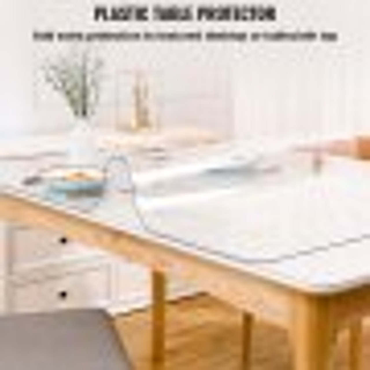 84 x 42 Inch Clear Table Cover Protector, 1.5mm Thick Clear Desk Protector Table Pads, Plastic Tablecloth Table Protector for Dining Room Table