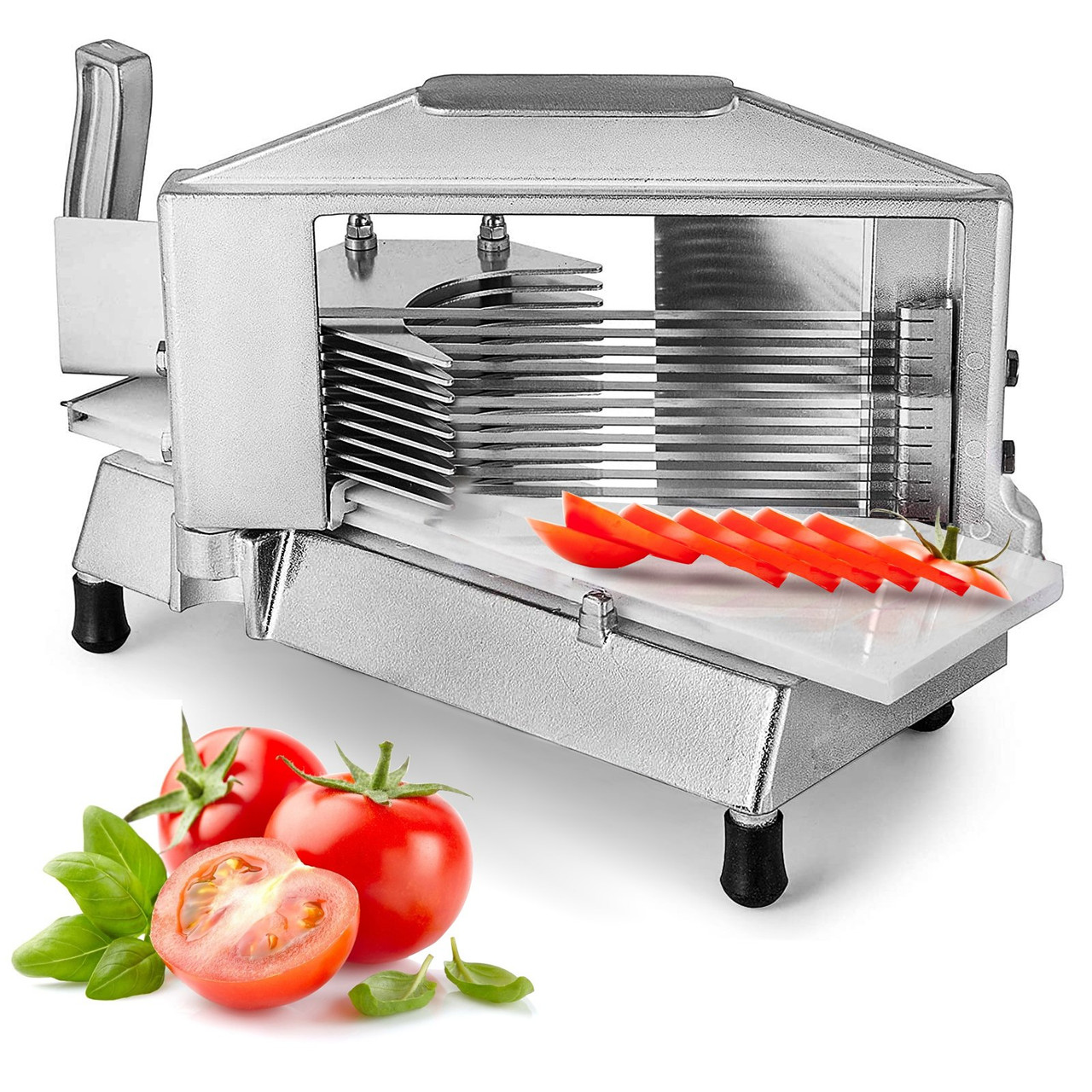 Commercial Tomato Slicer 1/4" Heavy Duty Cutter with Built-in Cutting Board for Restaurant or Home Use