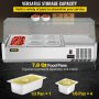 Refrigerated Condiment Prep Station, 40-Inch, 7.8Qt Sandwich Prep Table w/ 1 1/3 Pan & 4 1/6 Pans, 150W Salad Bar w/ 304 Stainless Body Tempered Glass Shield Digital Temp Display Auto Defrost