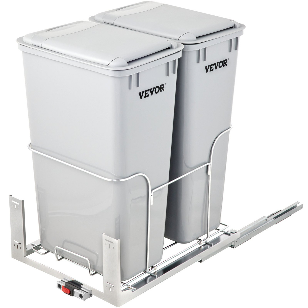 VEVOR Pull-Out Trash Can, 37Qt Double Bins, Under Mount Kitchen Waste  Container with Soft-Close Slides, 44 lbs Load Capacity & Door-Mounted  Brackets