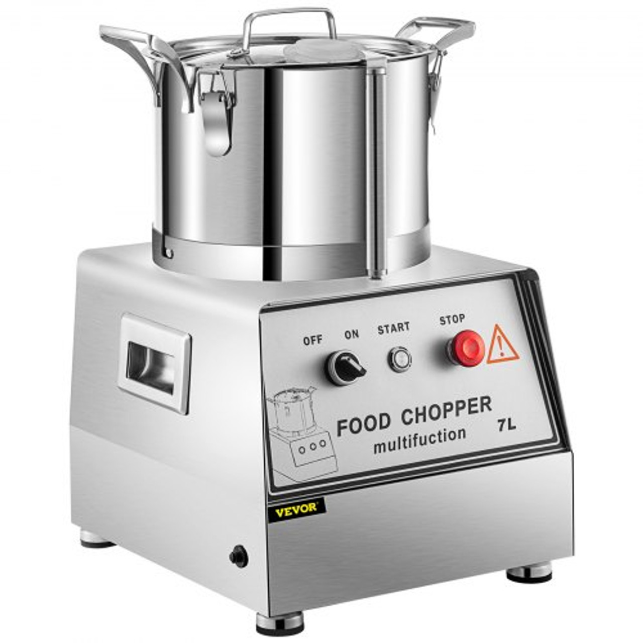 110V Commercial Food Processor 7L Capacity 750W Electric Food Cutter Mixer 1400RPM Stainless Steel Processor Perfect for Vegetables Fruits Grains Peanut Ginger Garlic