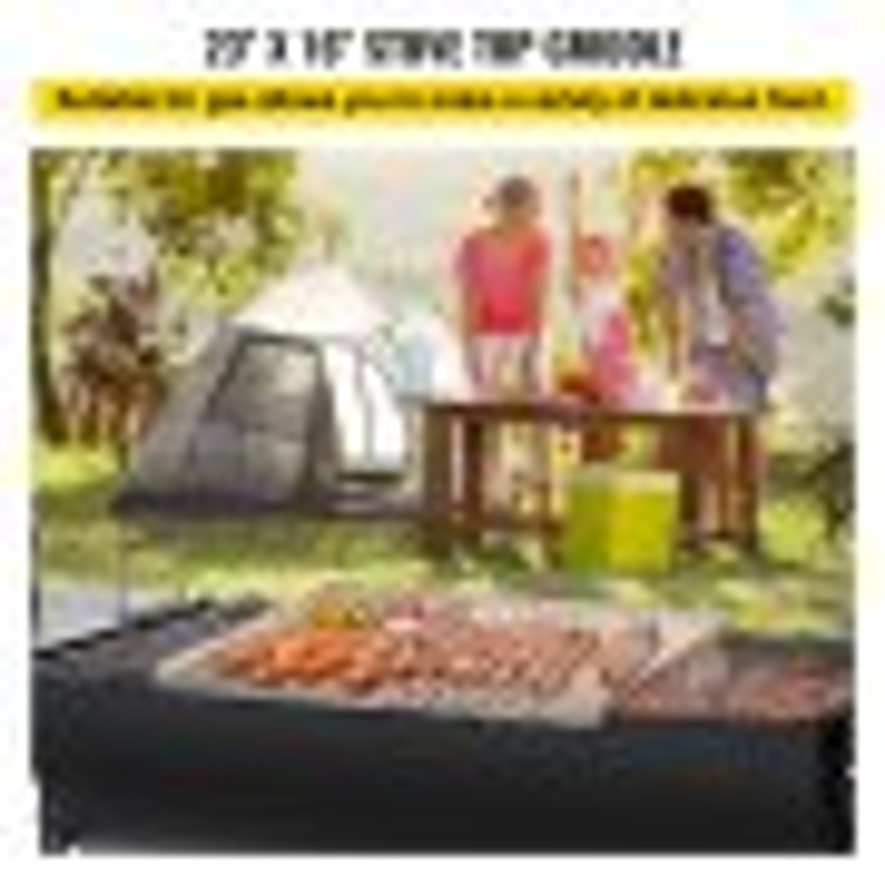 Stainless Steel Griddle, 23" x 16" Griddle Flat Top Plate, Griddle for BBQ Charcoal/Gas Gril with 2 Handles, Rectangular Flat Top Grill with Extra Drain Hole for Tailgating and Parties