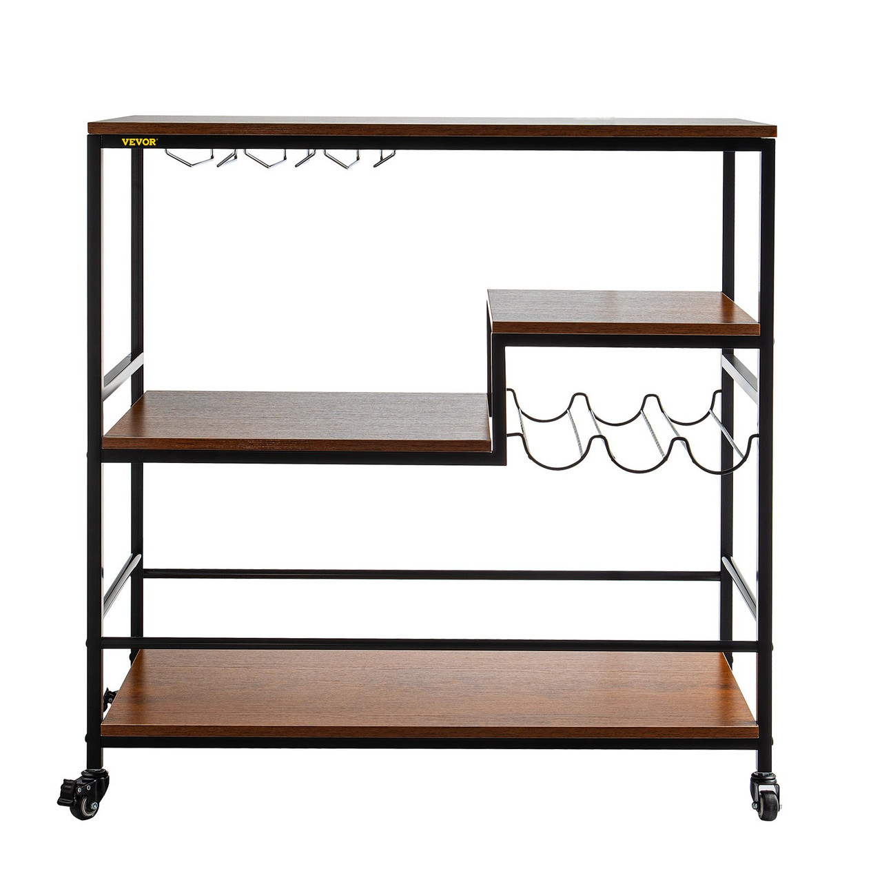 Bar Serving Cart, 4-Tier Industrial Bar Cart for Home, Bar Cart with Wine Rack & Glass Holders, 35.4 x 15.7 x 37.4 inches Home Bar & Serving Carts,