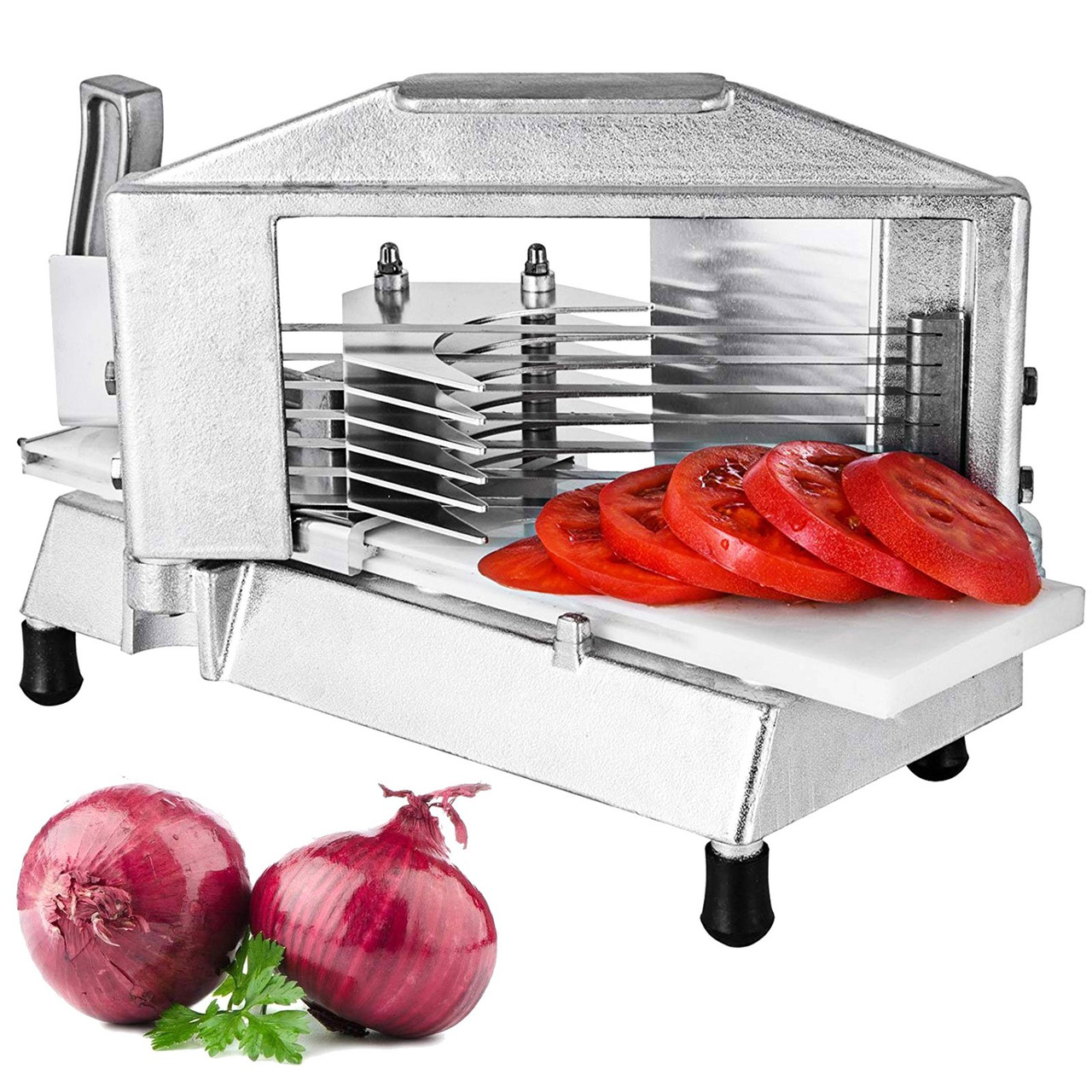 Commercial Tomato Slicer 3/8" Heavy Duty Tomato Slicer Tomato Cutter with Built in Cutting Board for Restaurant or Home Use