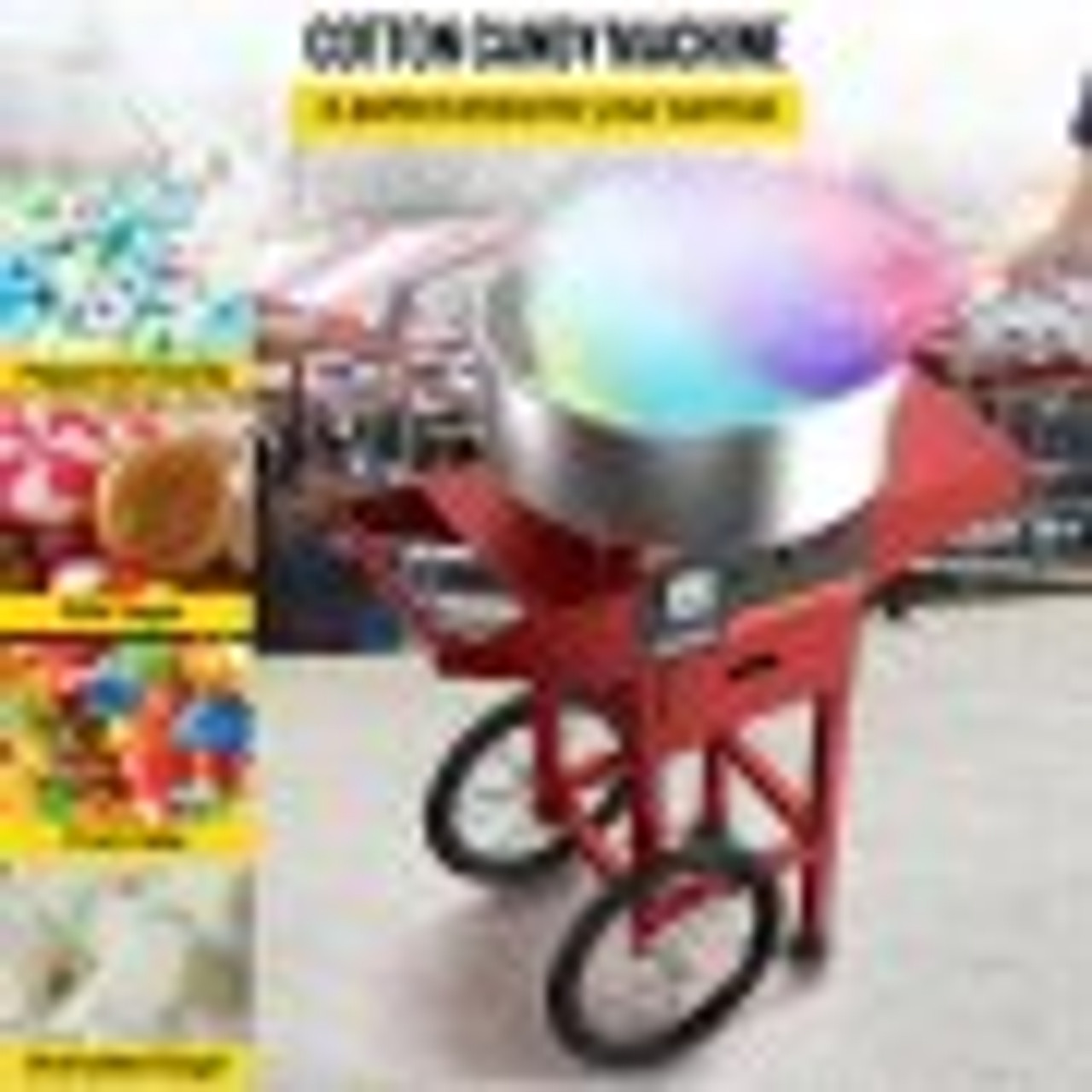 19.7 Inch Cotton Candy Machine with Cart Commercial Floss Maker Perfect for Family and Various Party, Red