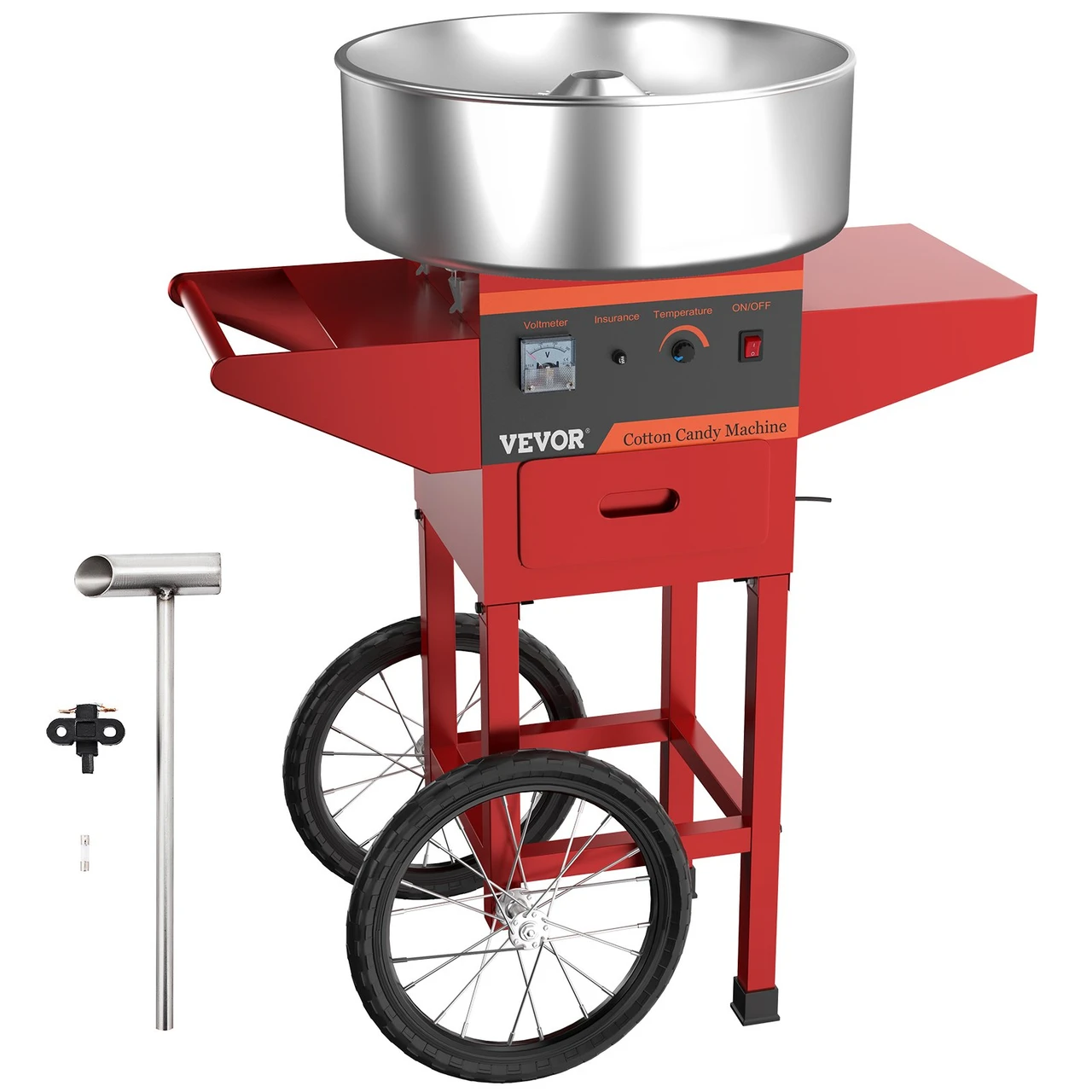 19.7 Inch Cotton Candy Machine with Cart Commercial Floss Maker Perfect for Family and Various Party, Red