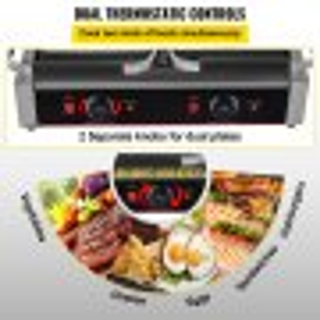 Commercial Sandwich Panini Press Grill, 2X1800W Double Flat Plates Electric Stainless Steel Sandwich Maker, Temperature Control 122øF-572øF Non Stick Surface for Hamburgers Steaks Bacons.