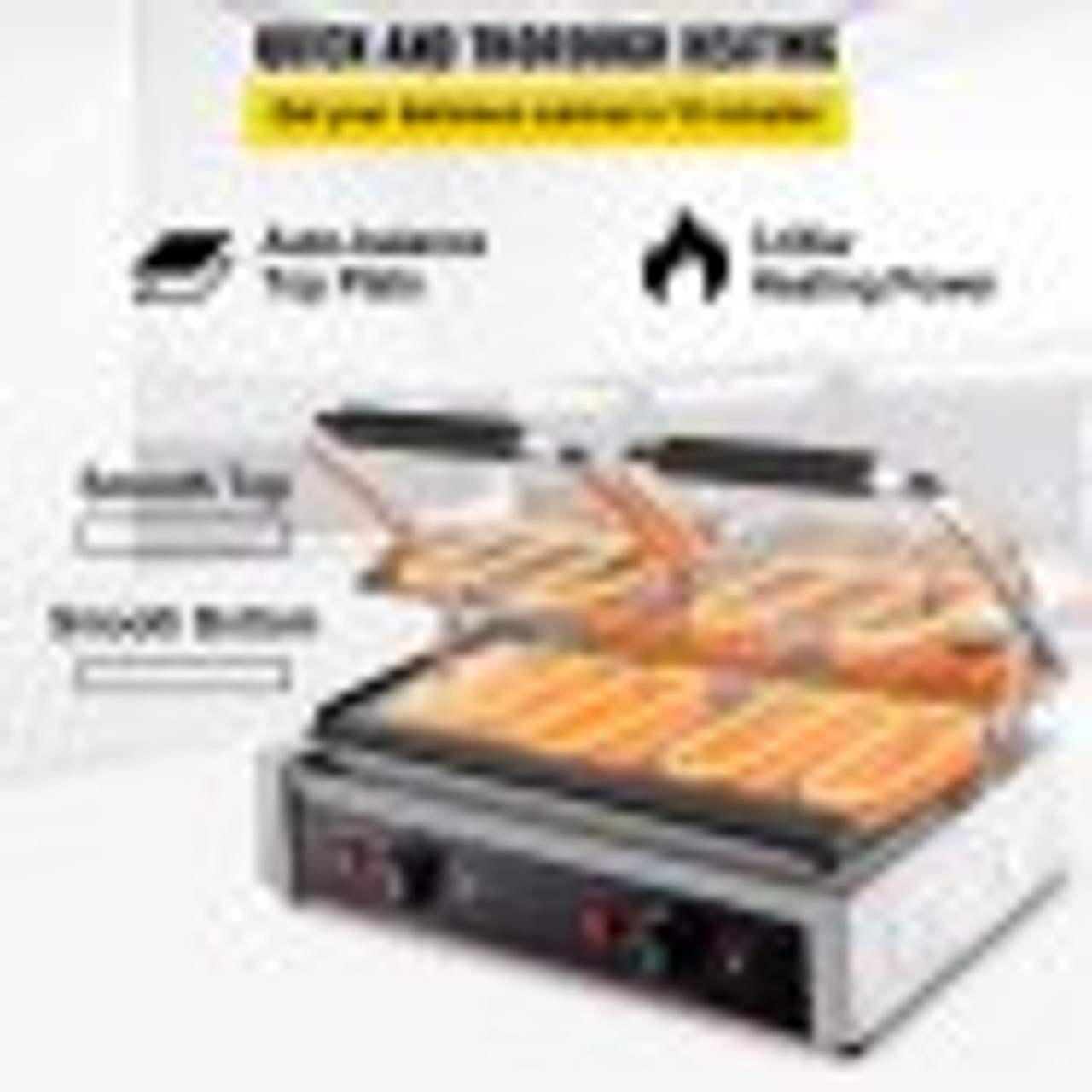 Commercial Sandwich Panini Press Grill, 2X1800W Double Flat Plates Electric Stainless Steel Sandwich Maker, Temperature Control 122øF-572øF Non Stick Surface for Hamburgers Steaks Bacons.