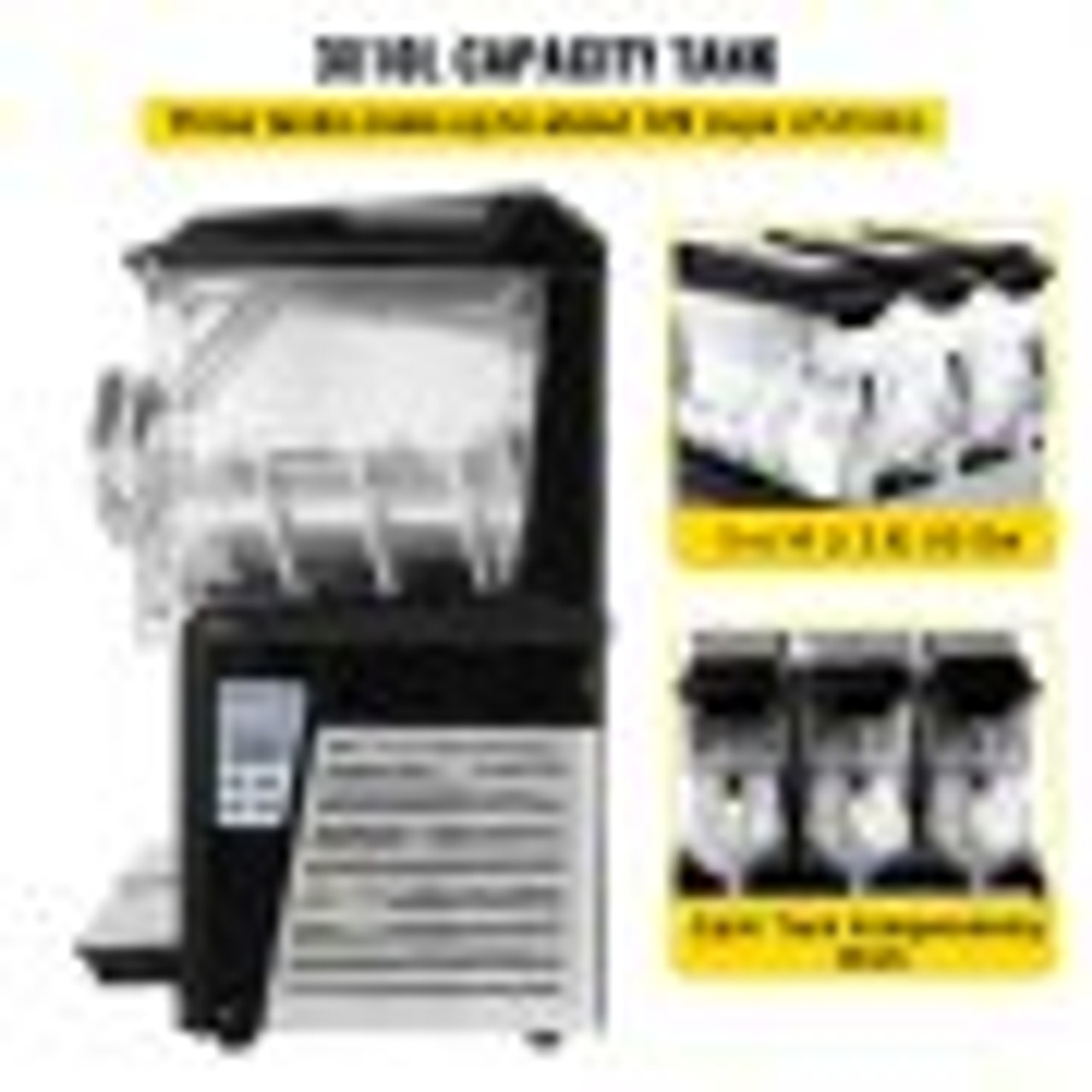 110V Slushy Machine 30L Triple Bowl Margarita Frozen Drink Maker 800W Automatic Clean Day and Night Modes for Supermarkets Cafes Restaurants Snack Bars Commercial Use