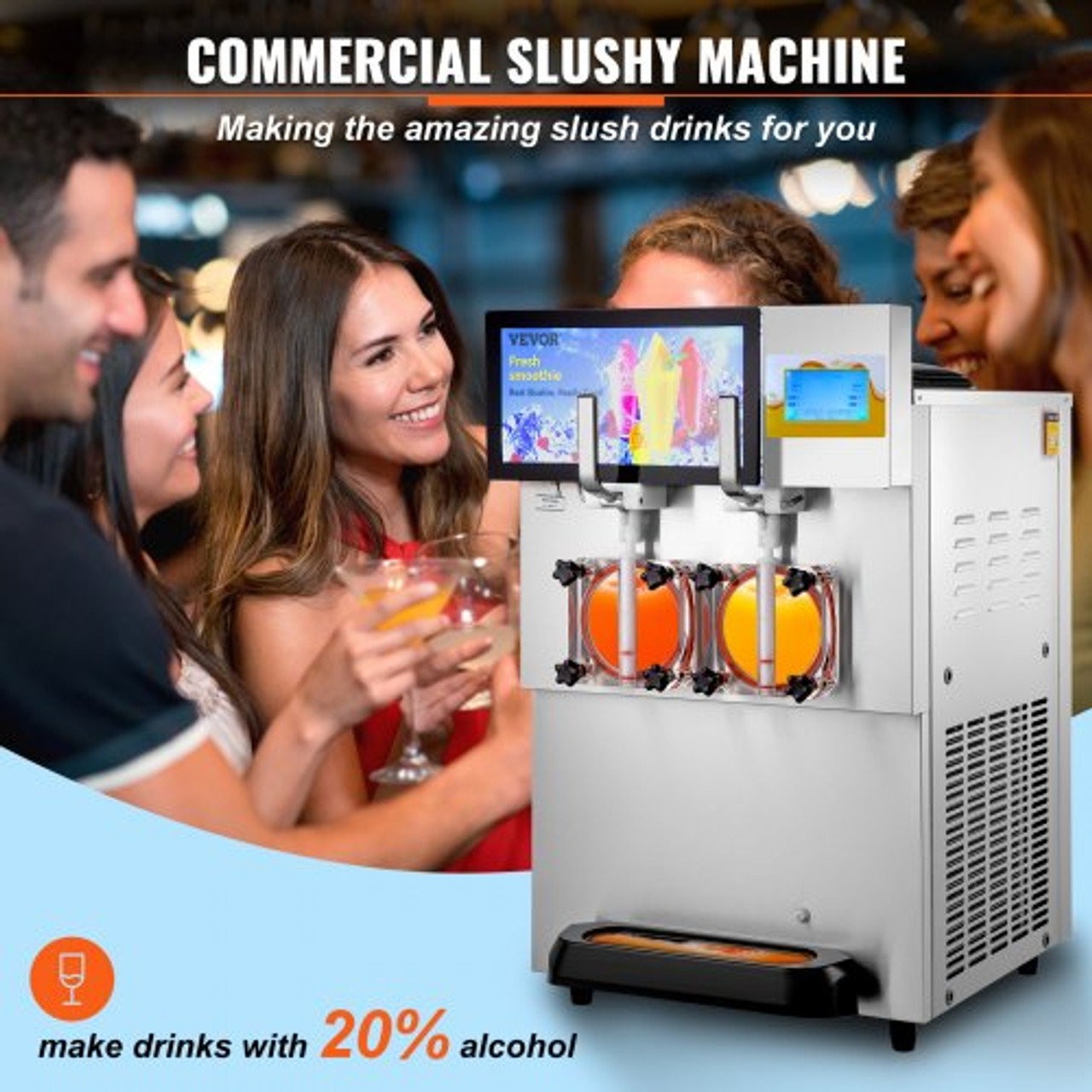 Commercial Slushy Machine, 8L / 2.1 Gal Double Bowl Margarita Machine, 1155W Stainless Steel Margarita Smoothie Frozen Drink Maker, Slushie Machine for Party Cafes Restaurants Bars Home