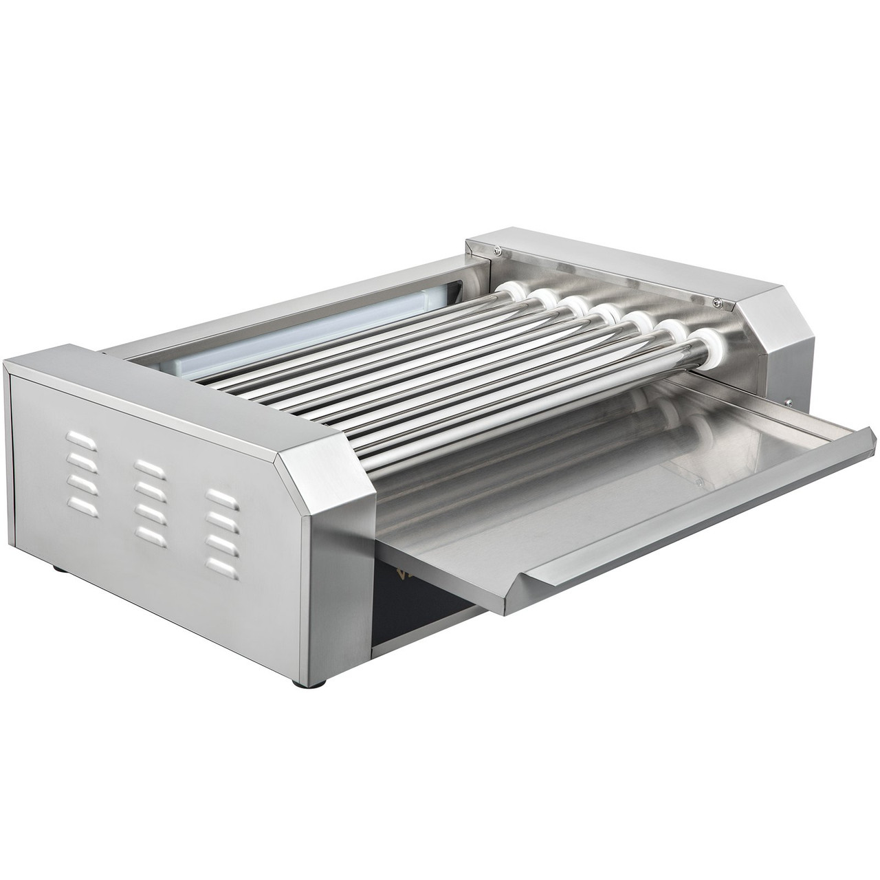 Hot Dog Roller, 18 Hot Dog Capacity 7 Rollers, 1050W Stainless Steel Cook Warmer Machine with Dual Temp Control, LED Light and Detachable Drip Tray,