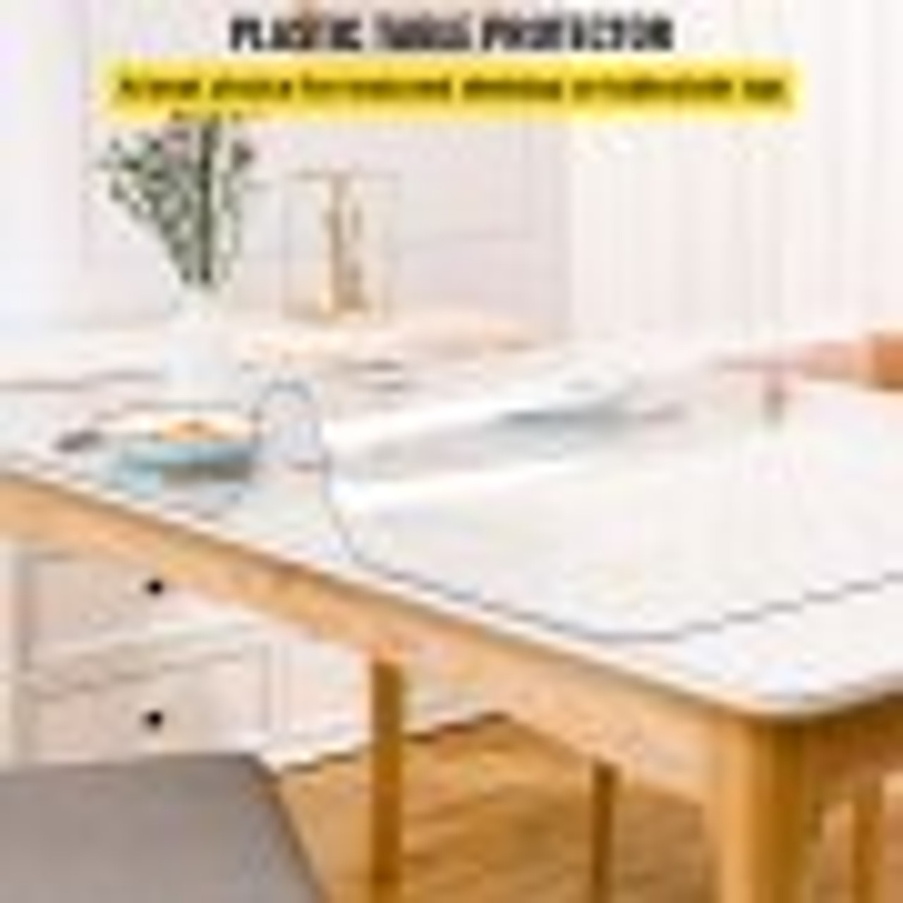 Plastic Table Cover 24 x 60 Inch, 1.5 mm Thick Clear Table Protector, Rectangle Clear Desk Mat, Waterproof & Easy Cleaning for Office Dresser Night Stand