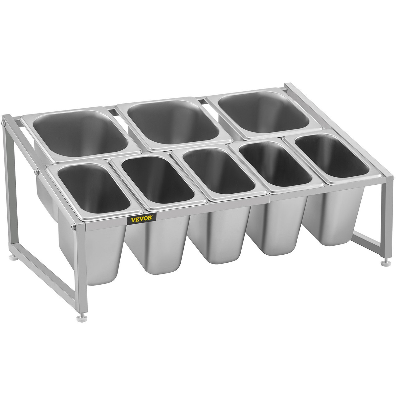 Expandable Spice Rack, 13.8"-23.6" Adjustable, 2-Tier Stainless Steel Organizer Shelf with 5 1/9 Pans 3 1/6 Pans, Heavy Duty Countertop Inclined