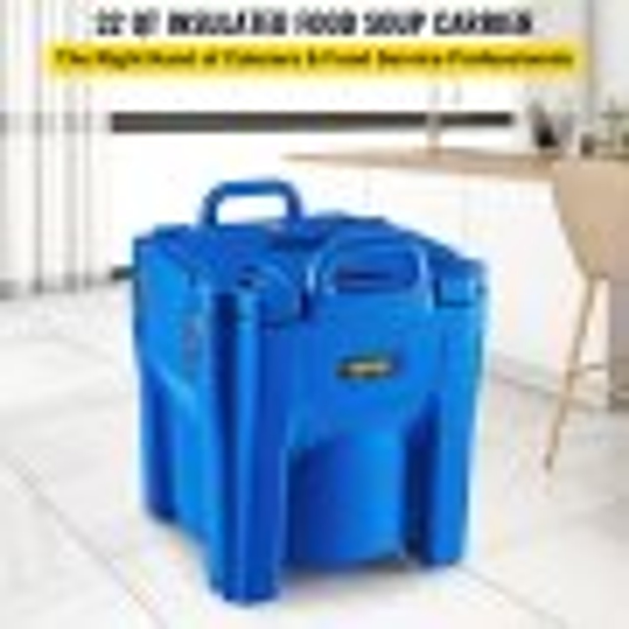 Insulated Food Carrier, 32Qt Capacity, Stackable Catering Hot Box w/Stainless Steel Barrel, Top Load LLDPE Food Warmer w/Integral Handles Buckles Stationary Base, for Restaurant Canteen, Blue