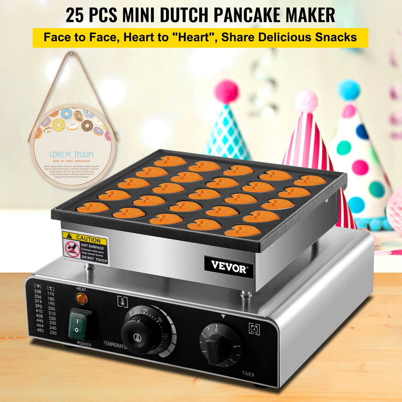 Mini Dutch Pancake Maker, Heart-Shaped Dutch Pancake Machine, 25PCs Pancake  Maker Electric Commercial, 850W Mini