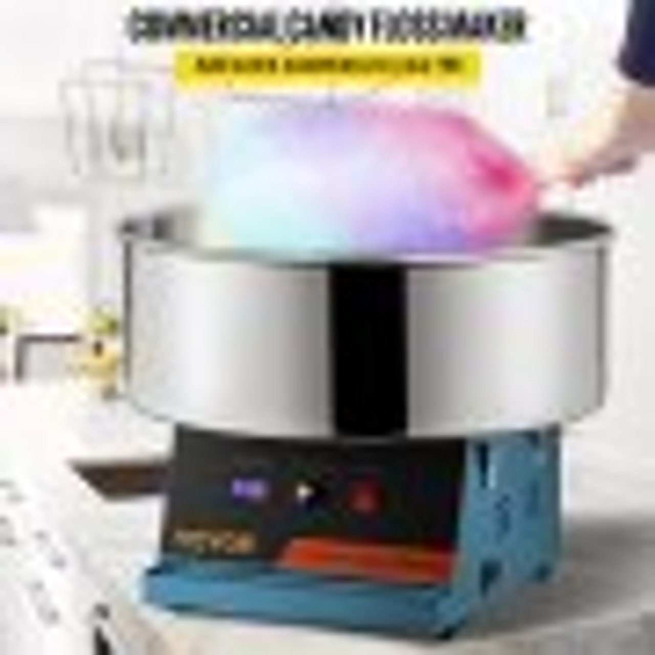 Electric Cotton Candy Machine, 19.7-inch Cotton Candy Maker, 1050W Candy Floss Maker, Blue Commercial Cotton Candy Machine with Stainless Steel Bowl and Sugar Scoop, Perfect for Family Party
