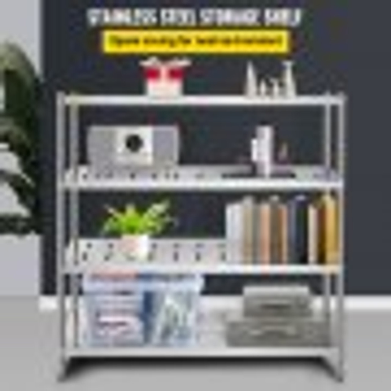 Storage Shelf, 4-Tier Storage Shelving Unit, Stainless Steel Garage Shelf, 59.1 x 17.7 x 61 inch Heavy Duty Storage Shelving, 529 Lbs Total Capacity with Adjustable Height and Vent Holes