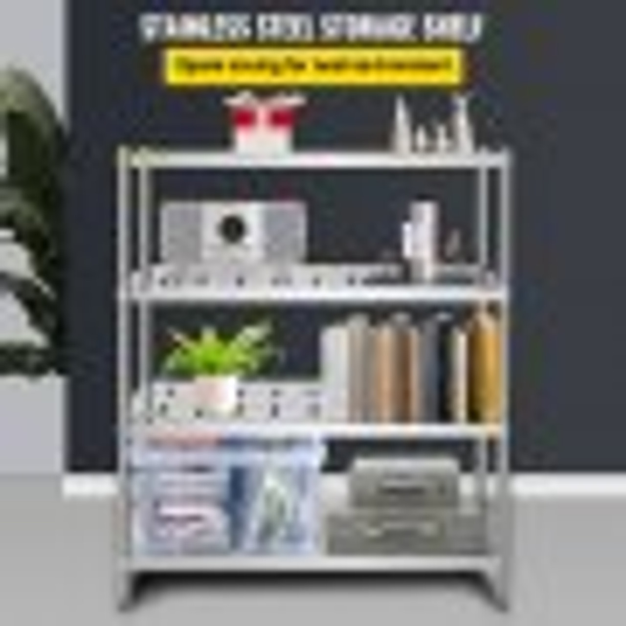 Storage Shelf, 4-Tier Storage Shelving Unit, Stainless Steel Garage Shelf, 47.2 x 17.7 x 61 inch Heavy Duty Storage Shelving, 529 Lbs Total Capacity with Adjustable Height and Vent Holes