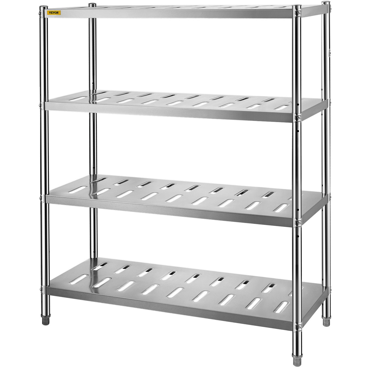 Storage Shelf, 4-Tier Storage Shelving Unit, Stainless Steel Garage Shelf, 47.2 x 17.7 x 61 inch Heavy Duty Storage Shelving, 529 Lbs Total Capacity with Adjustable Height and Vent Holes