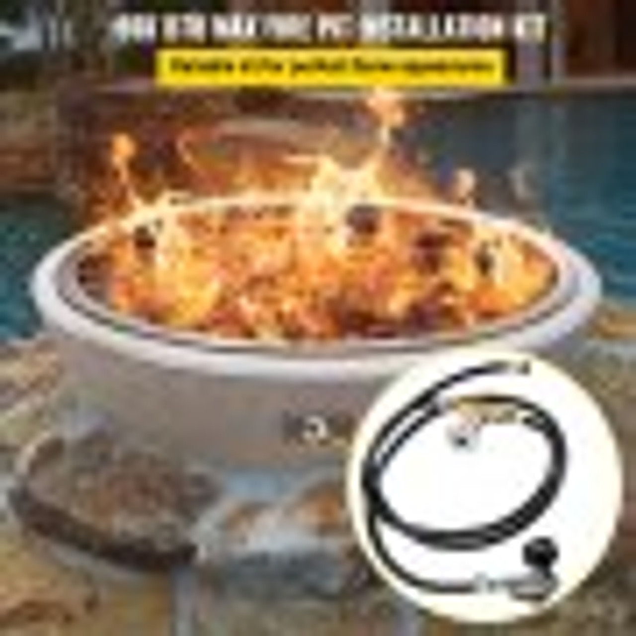 Fire Pit Installation Kit, 90K BTU Max Propane Fire Pit Hose Kit, CSA Certified Propane Connection Kit, Gas Mixer Regulator with 1/2" Chrome Key Valve for Propane Connection