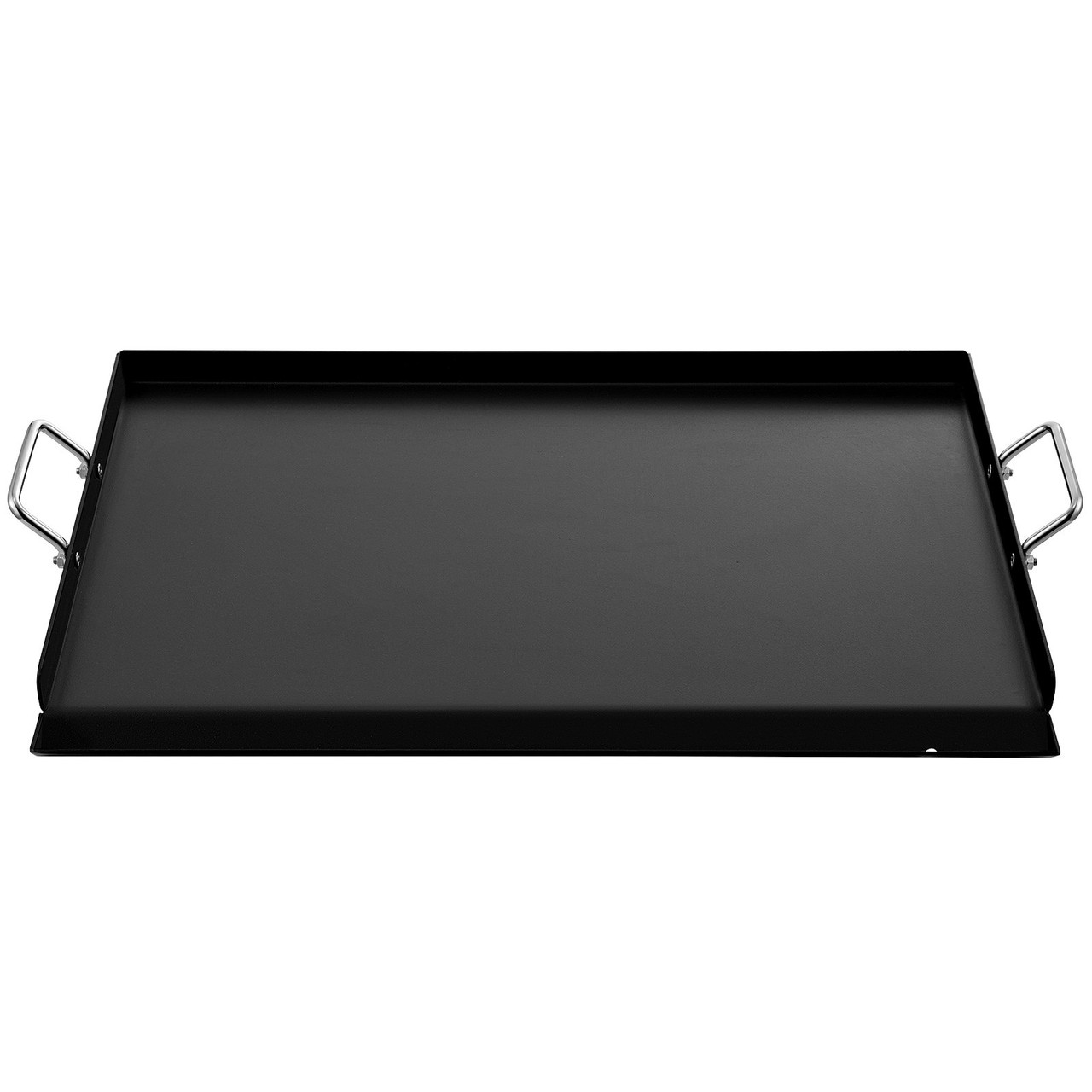 Carbon Steel Griddle, 14" x 32" Griddle Flat Top Plate, Griddle for BBQ Charcoal/Gas Gril with 2 Handles, Rectangular Flat Top Grill with Extra Drain