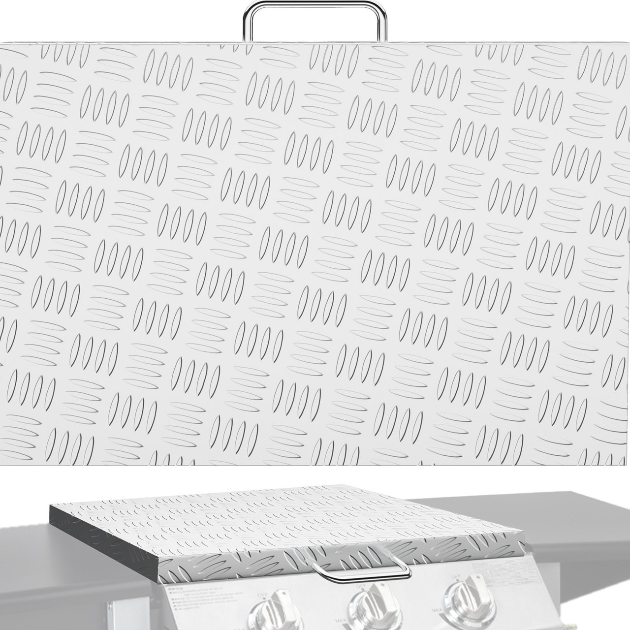 Griddle Lid Cover, Work with 36" Blackstone Griddle, Aluminum Diamond Plate Steel Flat Top Griddle Cover, Waterproof Griddle Hard Cover with Heatproof Handle