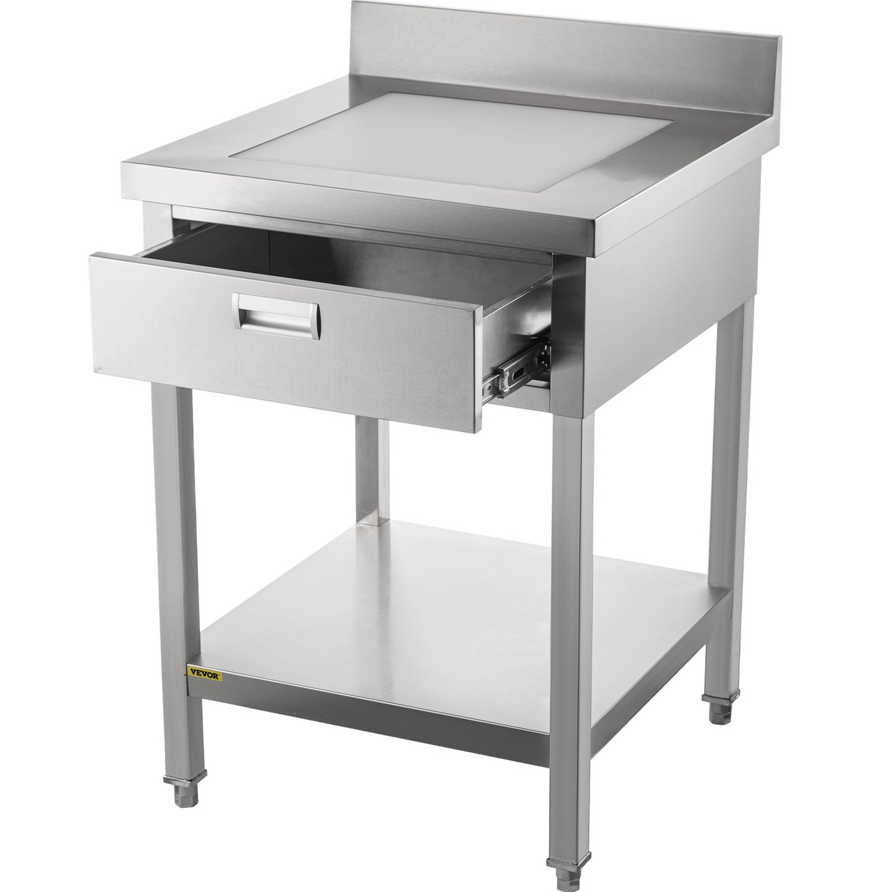 Stainless Steel Prep Table 24 x 24 in Stainless Steel Table with Drawer Kitchen Table with Undershelf and Backsplash Kitchen Island 440 Lbs Load Capacity for Restaurant, Home and Hotel