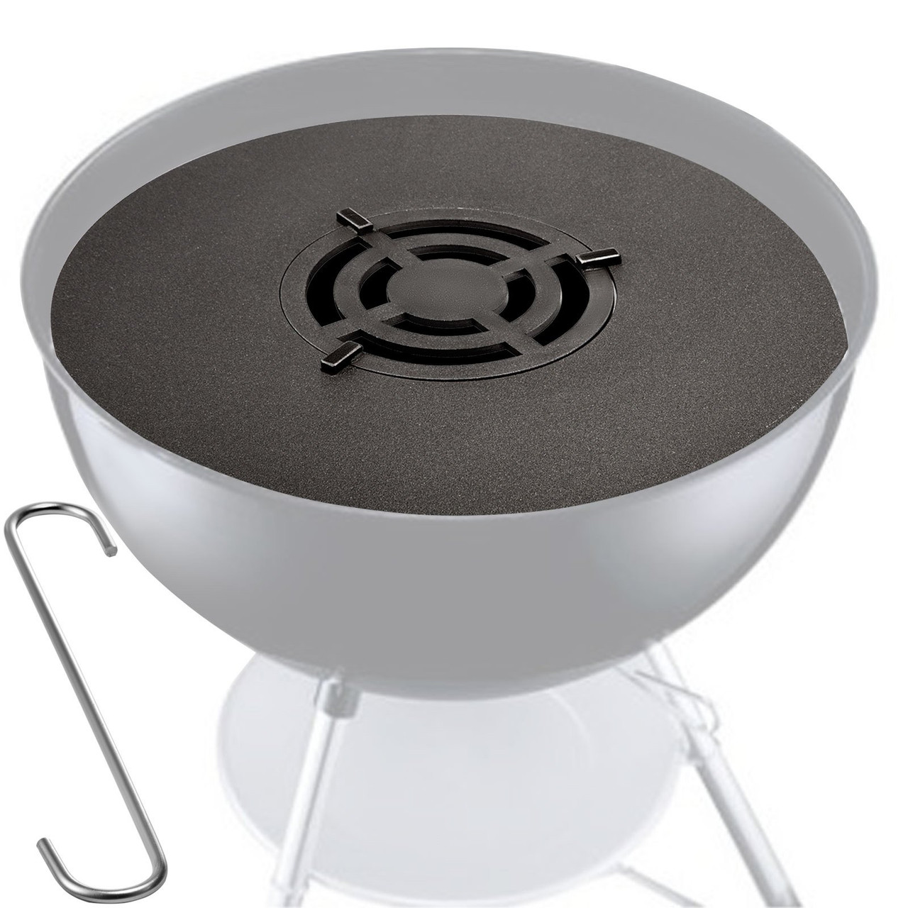 40" Replacement BBQ Grill Griddle Grate, Carbon Steel Griddle Grill with Center Grate, Easy Maintenance Grate Insert For 18 Inch Kettle BBQ, Griddle Grill Attachment for Round Grills, Burgers