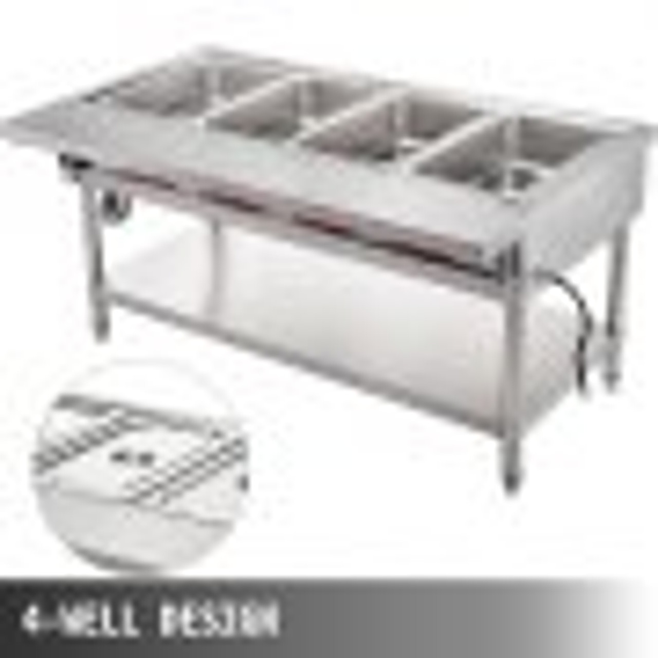 Steam Table Food Warmer 4 Pot Steam Table Food Warmer 18 Quart/Pan with Lids with 7 Inch Cutting Board Commercial Electric Food Warmer Bain Marie Buffet Steam Serving Counter 110V 2000W