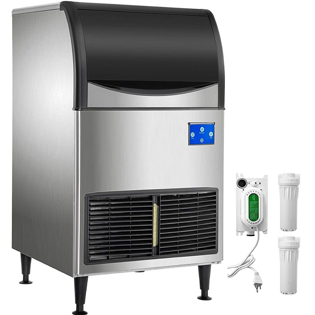 Commercial Ice Maker Machine, WiFi Control 300LBS/24H 121LBS Large Storage Ice Machine with Upgraded LCD Panel, SECOP Compressor, Air-Cooled, Include 2 Water Filters, Water Drain Pump, 2 Scoops