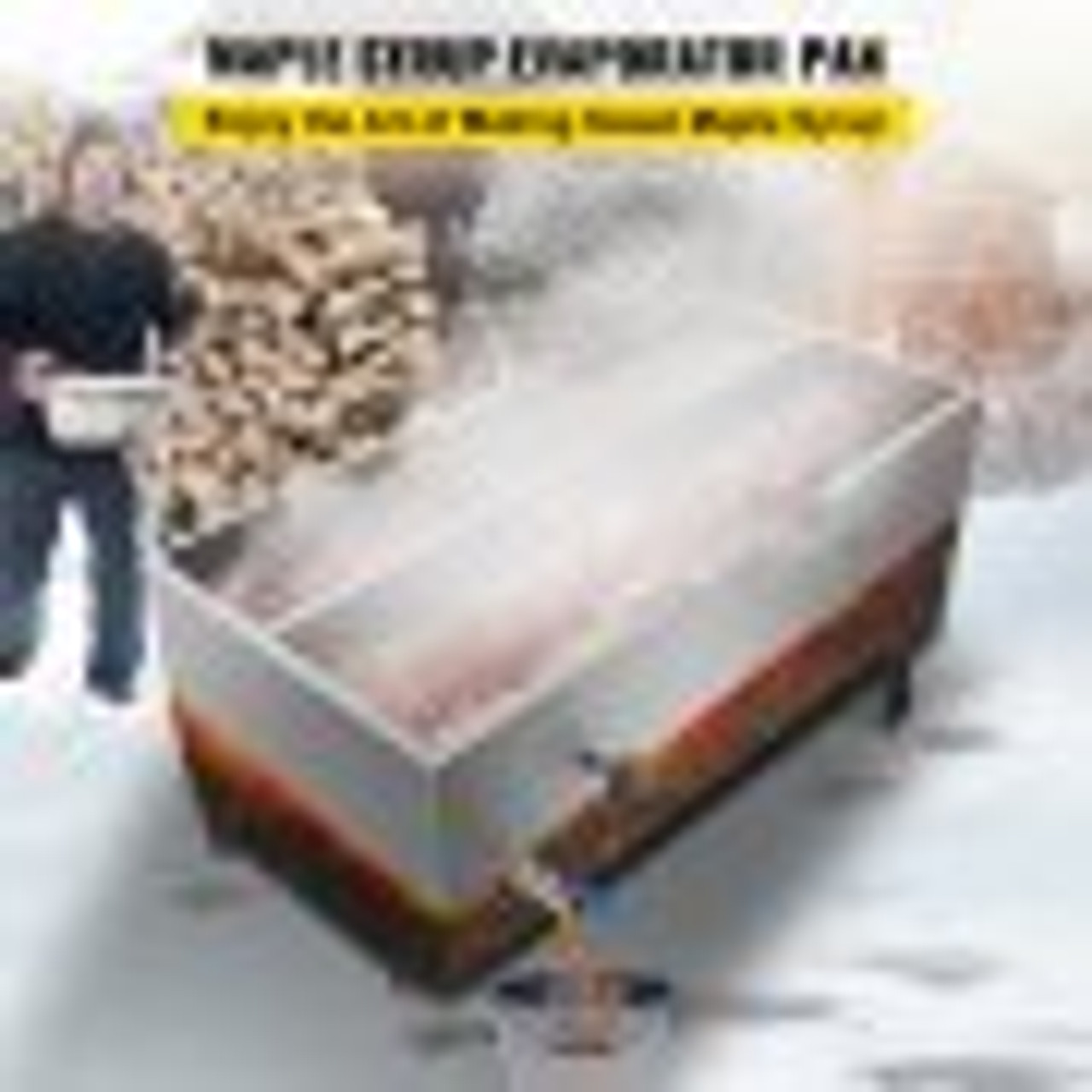 Maple Syrup Evaporator Pan 48x24x9.4 Inch Stainless Steel Maple Syrup Boiling Pan with Valve and Thermometer and Divided Pan